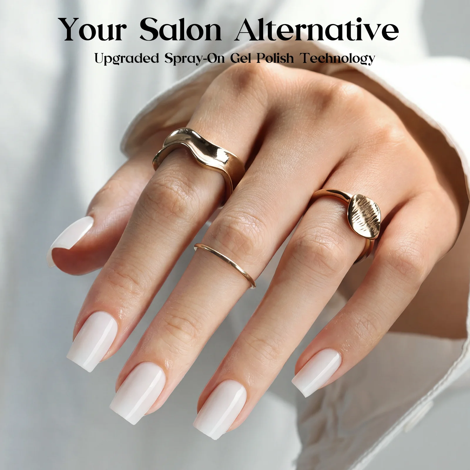 Beetles Stay Shining Milky White Press On Nails Short Square - Image 6