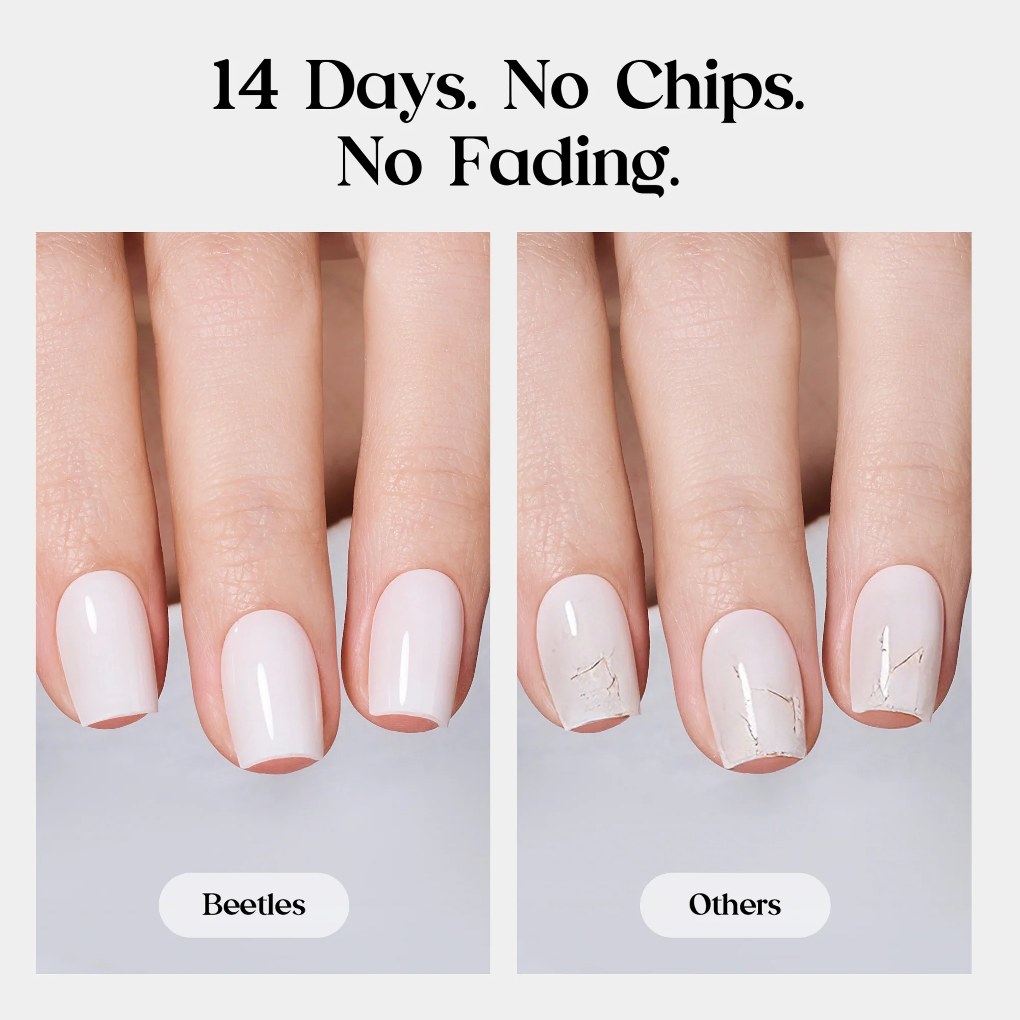 Beetles Stay Shining Milky White Press On Nails Short Squoval - Image 5