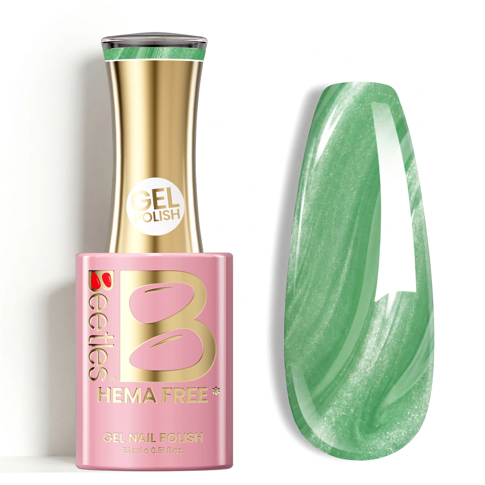 Beetles Stay Shining Minty Glea HEMA Free TPO Free Cat Eye Gel Polish 15ml with Magnet