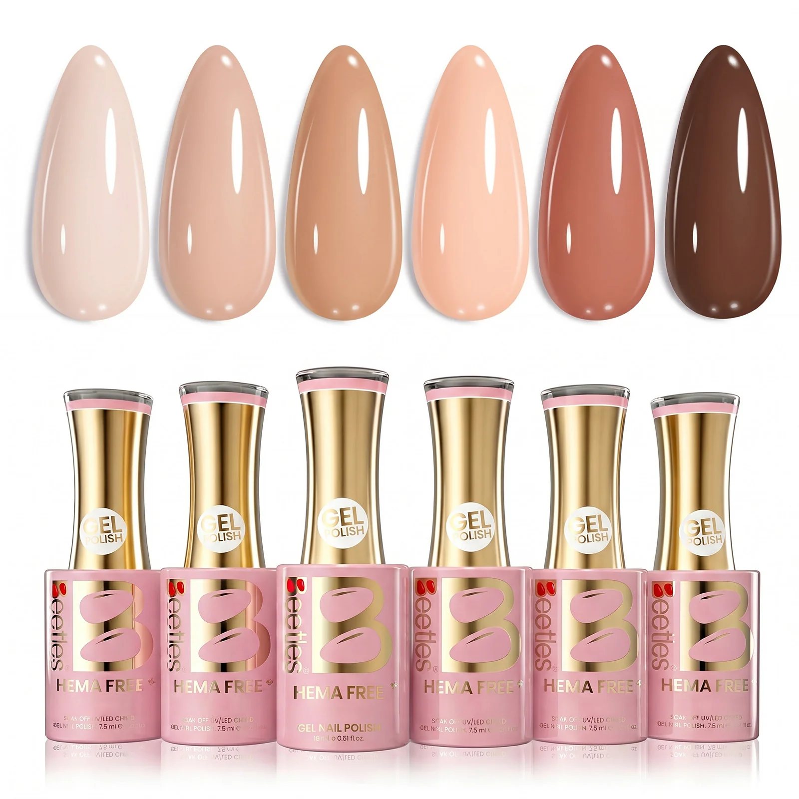 Beetles Stay Shining Neutral Colors HEMA Free TPO Free 6 Colors Gel Nail Polish Set 7.5ml