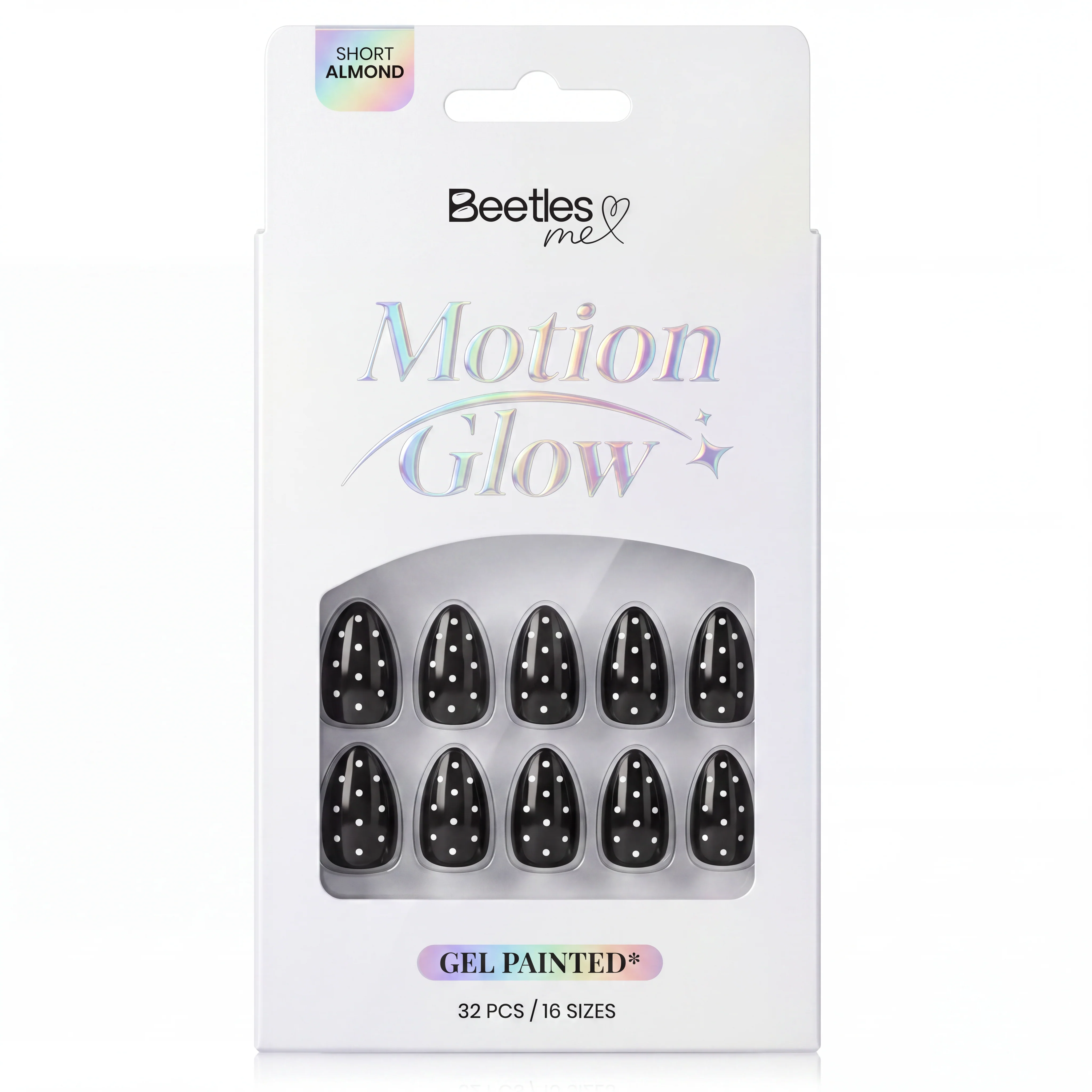 Beetles Stay Shining Polka Midnight Press On Nails