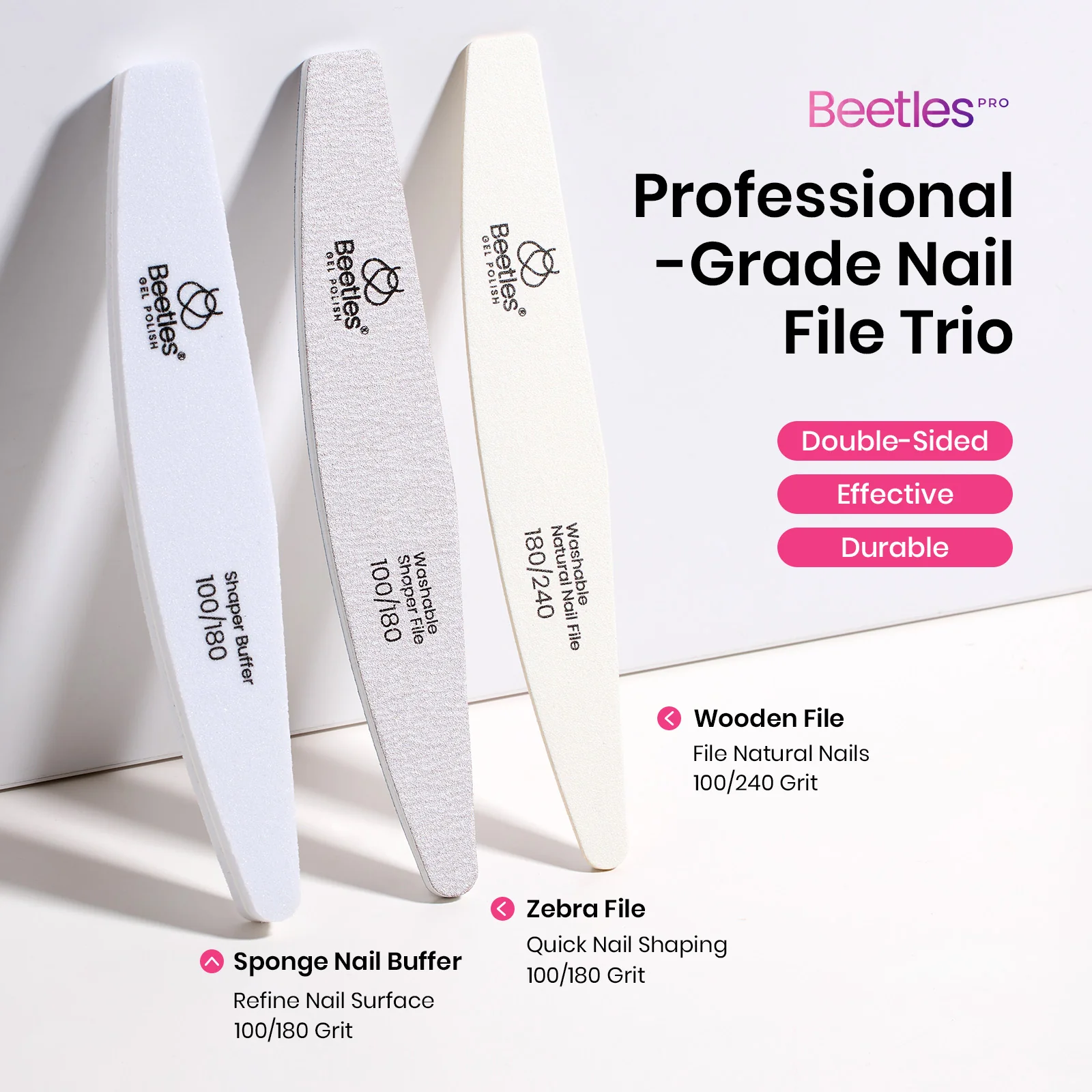 Beetles Stay Shining Professional-Grade Nail File Trio - Image 2