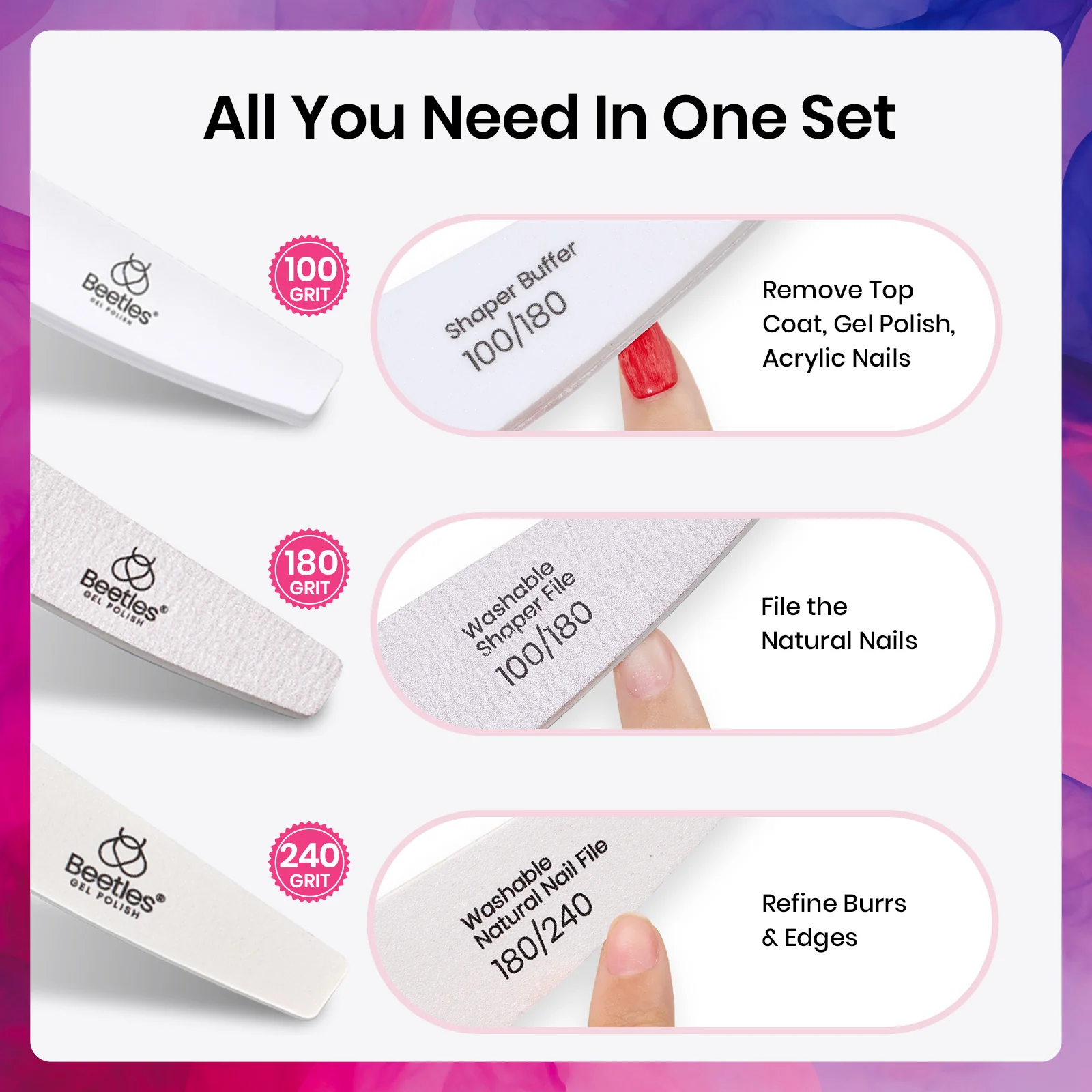 Beetles Stay Shining Professional-Grade Nail File Trio - Image 4