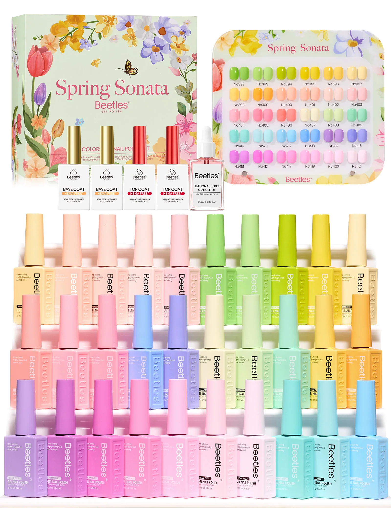 Beetles Stay Shining Spring Sonata HEMA Free TPO Free  Gel Polish Box 30 Colors 15ml