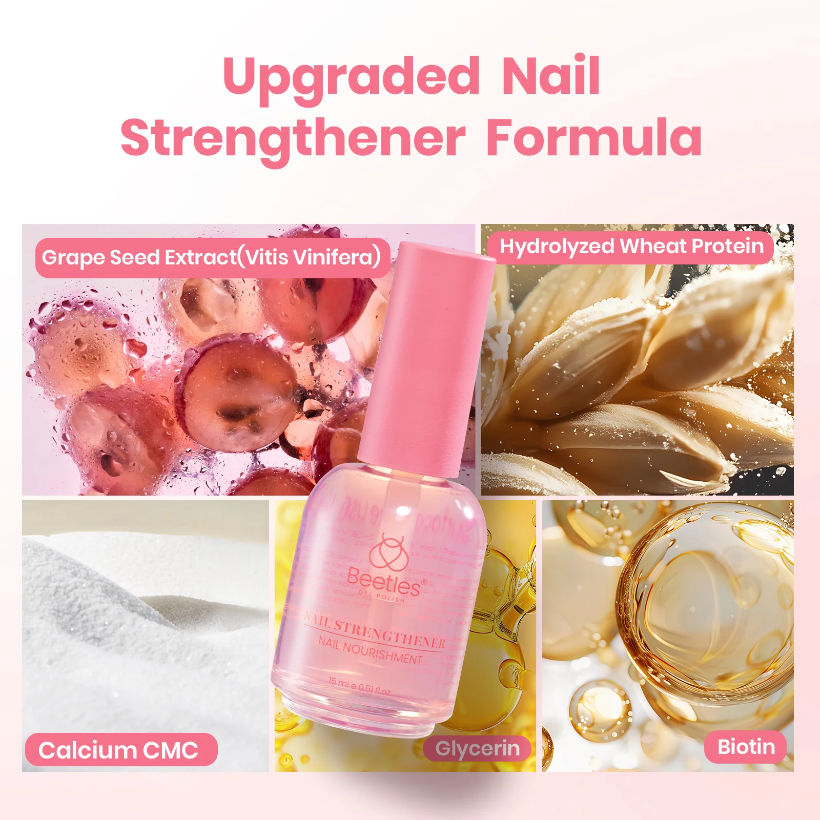 Beetles Stay Shining Strawberry Nail Strengthener 15ml - Image 3
