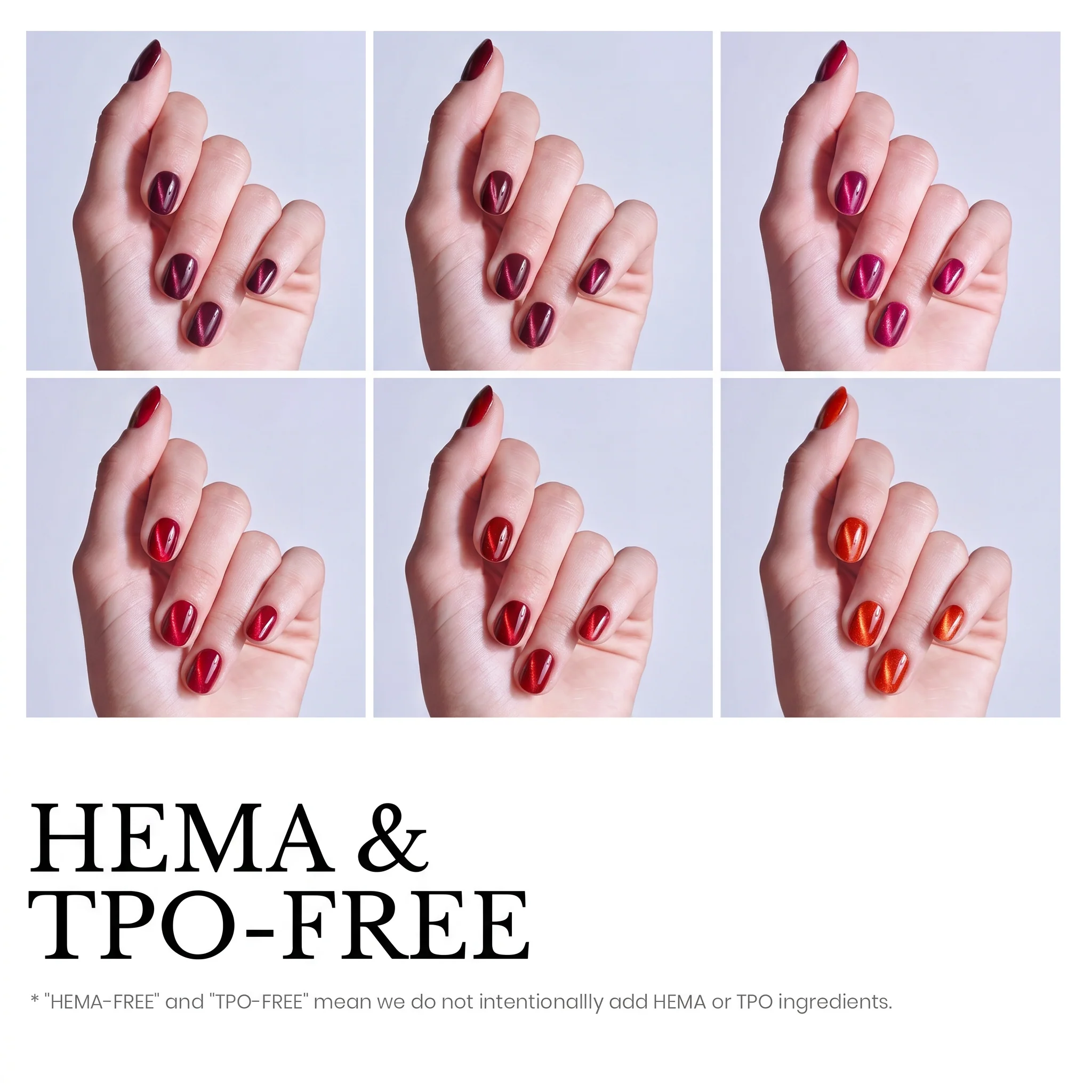Beetles Stay Shining Sultry Burgundy HEMA Free TPO Free 6 Colors Cat Eye Gel Polish Set 7.5ml - Image 3