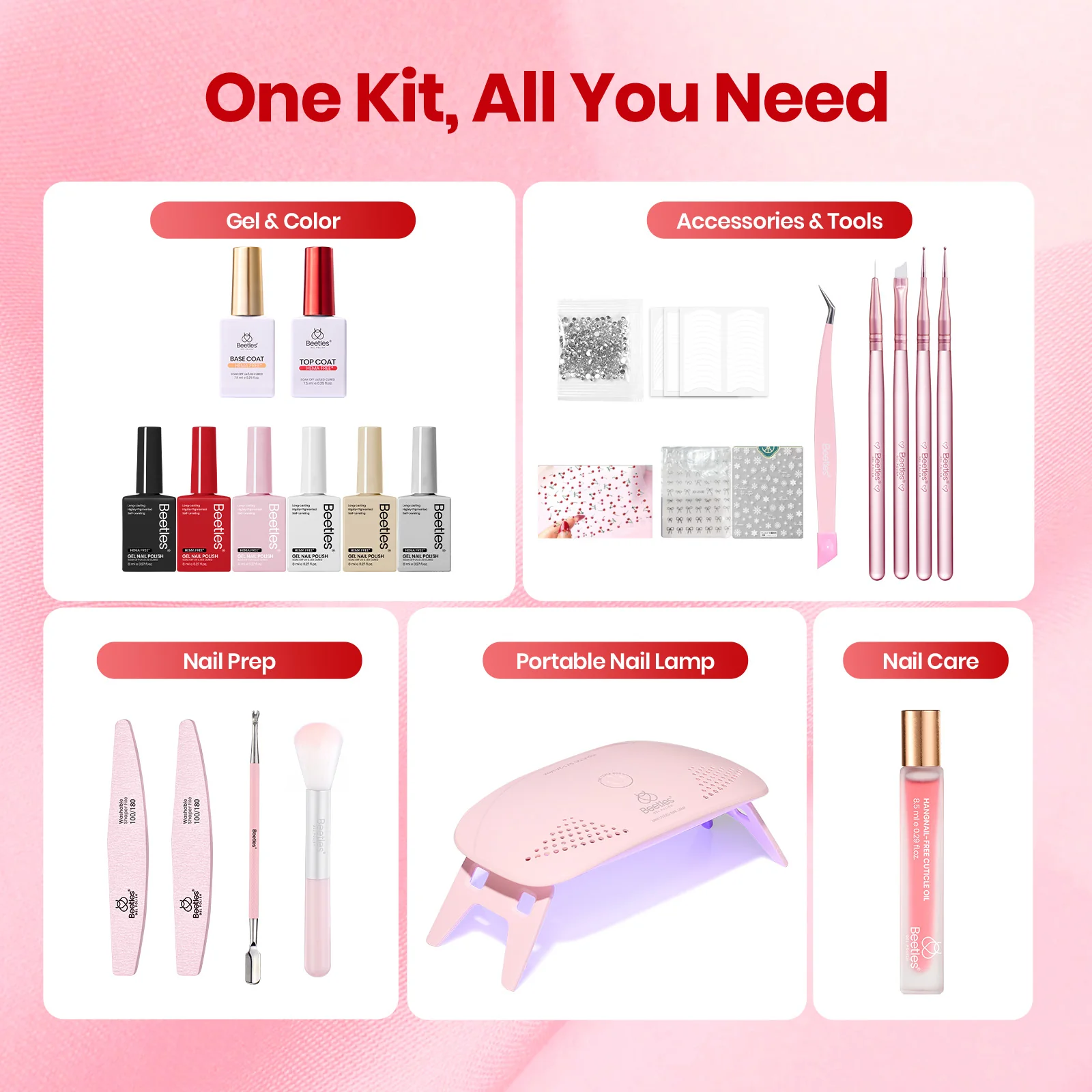 Beetles Stay Shining Timeless Charm HEMA-FREE TPO FREE Gel Nail Kit with UV Light, DIY Salon-Quality at Home - Image 6