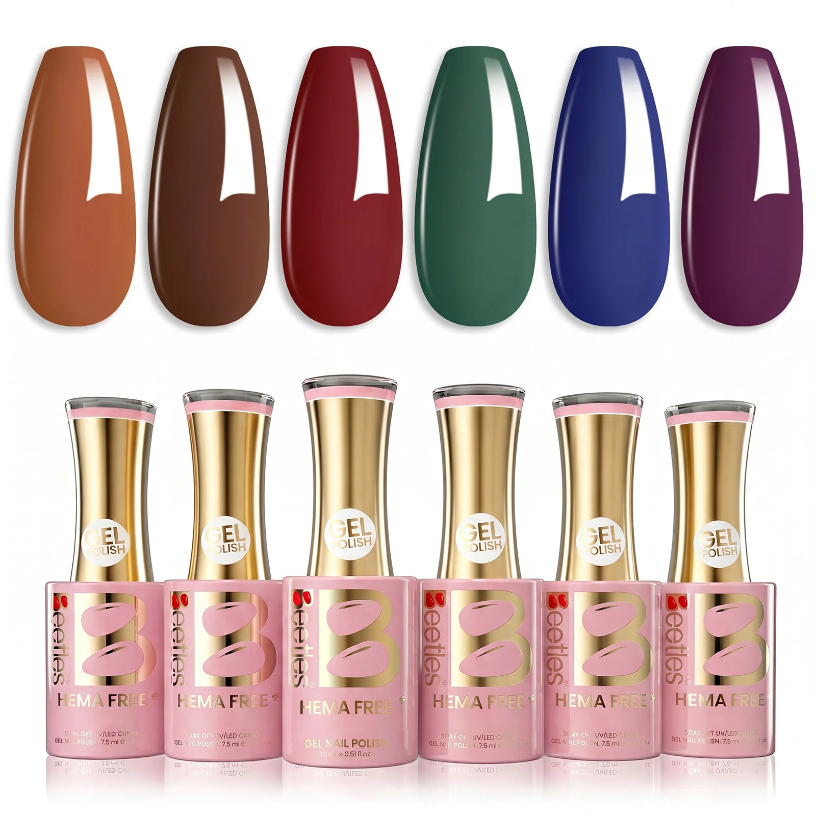 Beetles Stay Shining Twilight Grove Whisper HEMA Free TPO Free 6 Colors Gel Nail Polish Set 7.5ml
