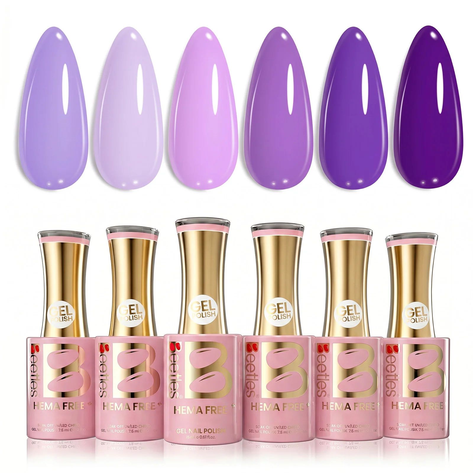 Beetles Stay Shining Violet Letter HEMA Free TPO Free 6 Colors Gel Nail Polish Set 7.5ml