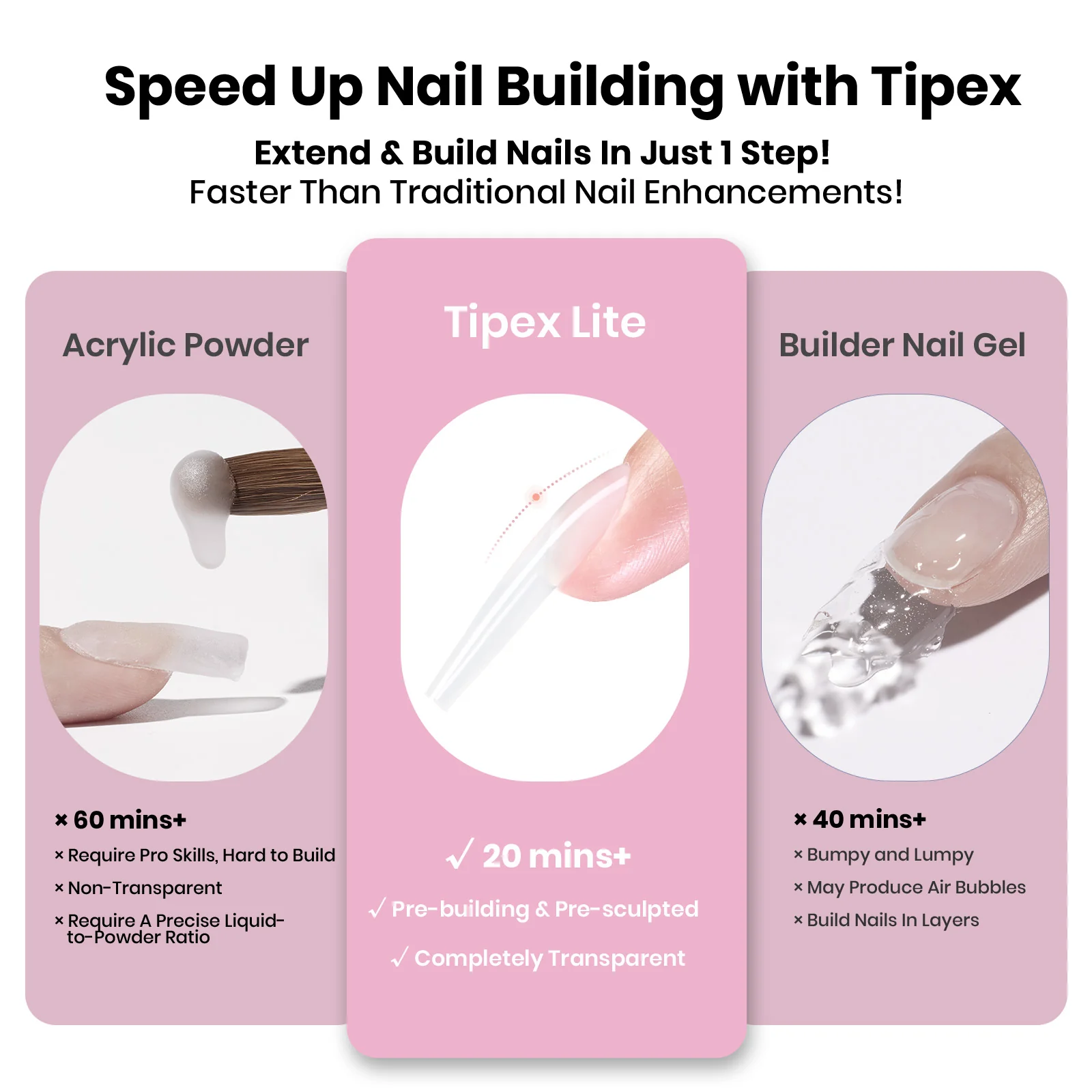 Beetles Stay Shinning Tipex Lite Instant Apex Nail Tips, Long Coffin, 256pcs 16 Sizes for DIY Salon-look Extensions - Image 5