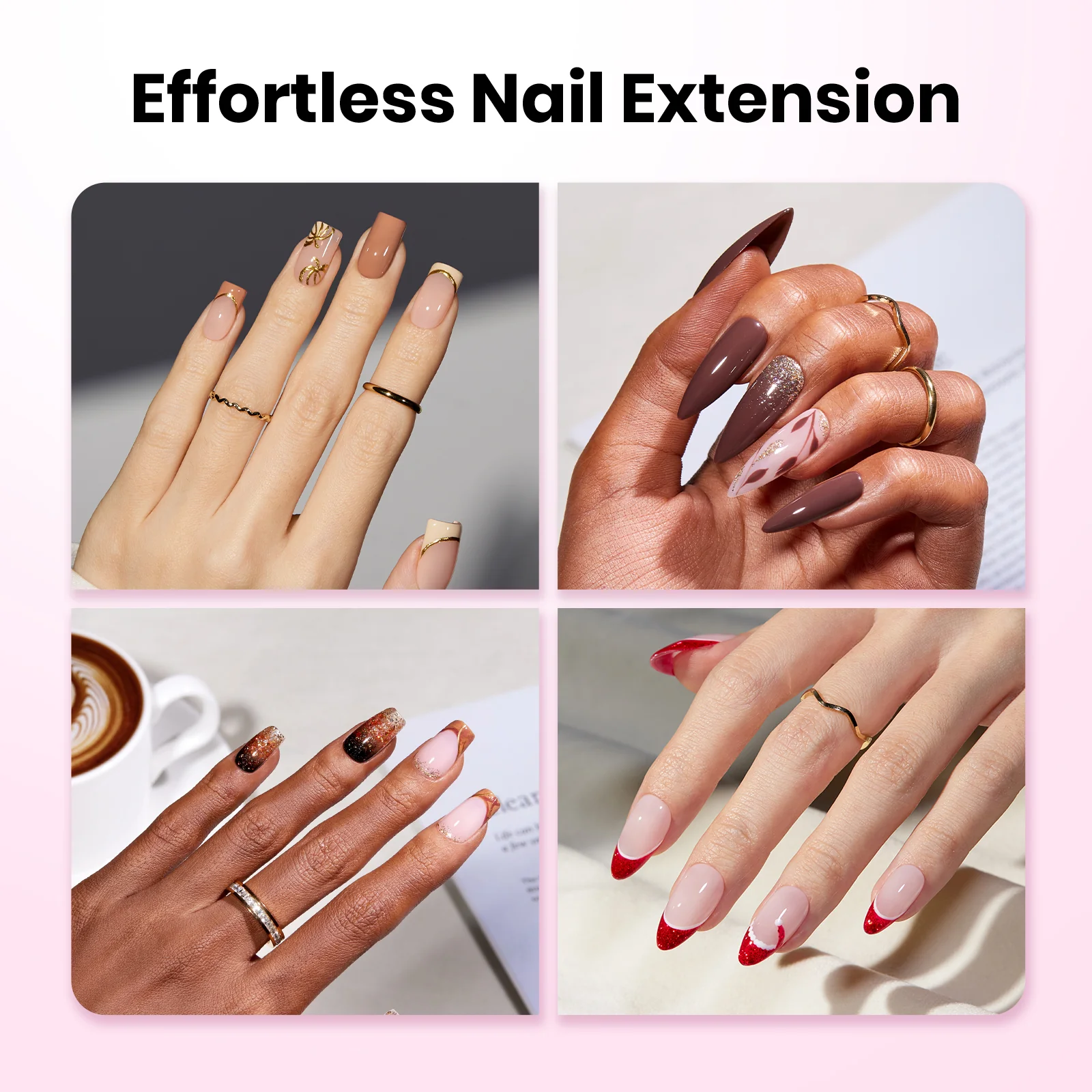 Beetles Stay Shinning Tipex Lite Instant Apex Nail Tips, Short Almond, 256pcs 16 Sizes for DIY Salon-look Extensions - Image 6