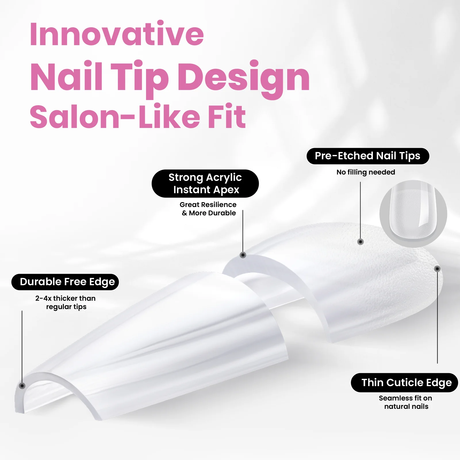 Beetles Stay Shinning Tipex Lite Instant Apex Nail Tips, Short Coffin, 256pcs 16 Sizes for DIY Salon-look Extensions - Image 3