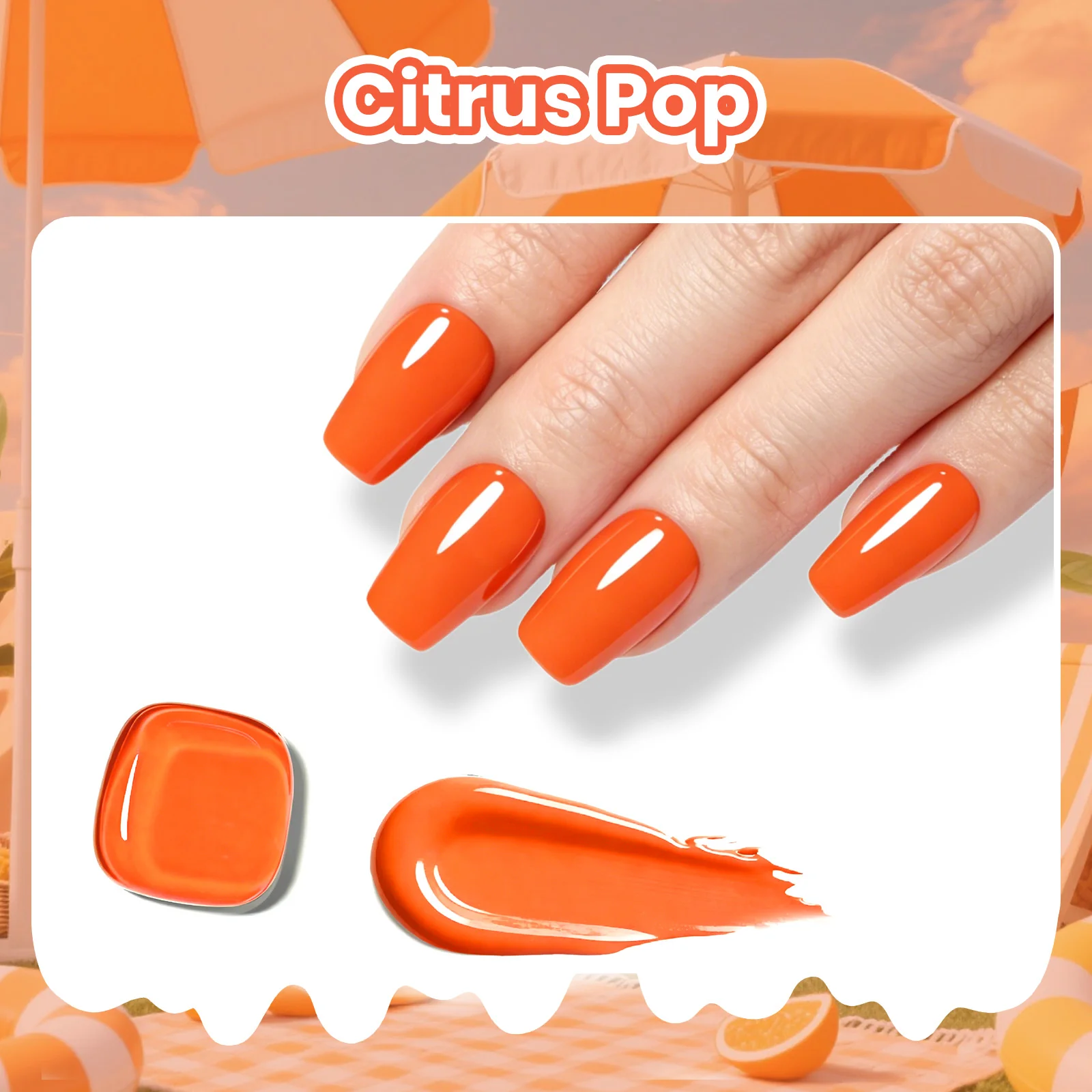 Beetles Summer Voyage - Citrus Pop Orange Summer Nails Neon 9ml - Image 3
