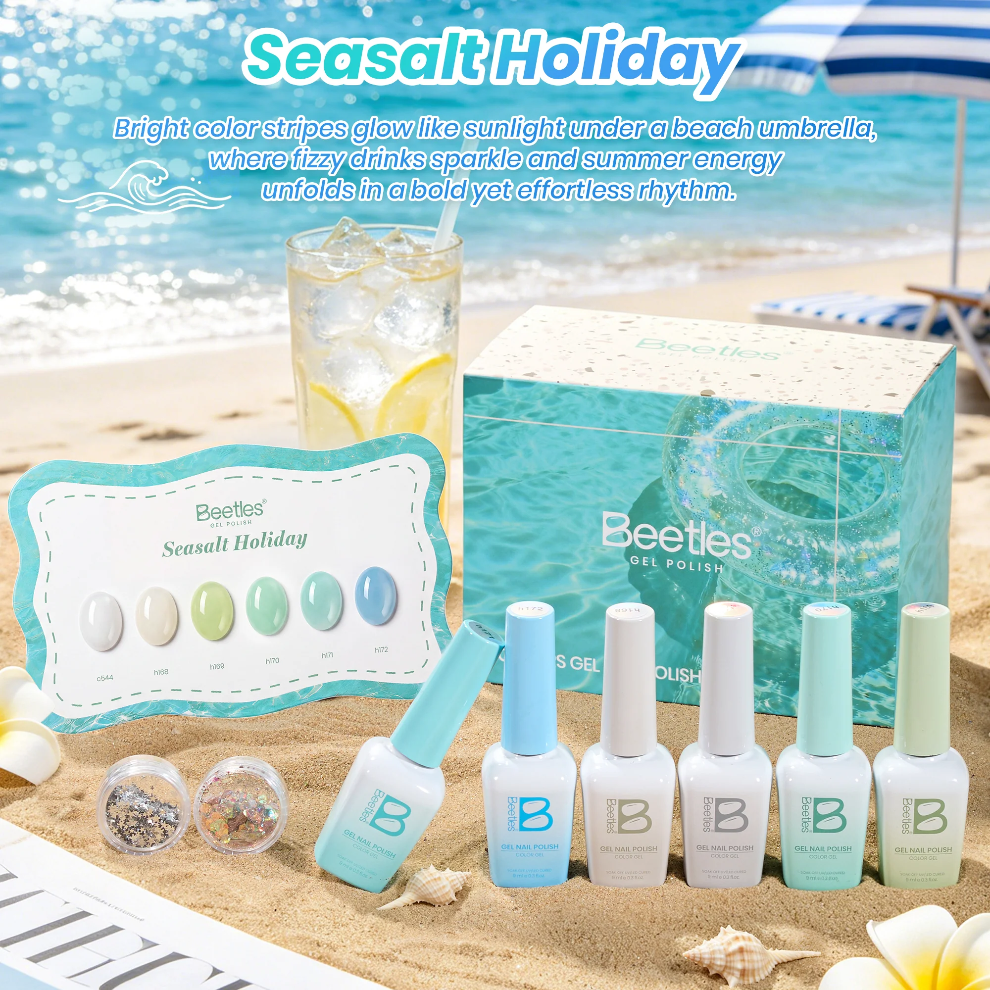 Beetles Summer Voyage - Seasalt Holiday Gel Summer Nails 6 Colors Gel Polish Set 9ml - Image 10
