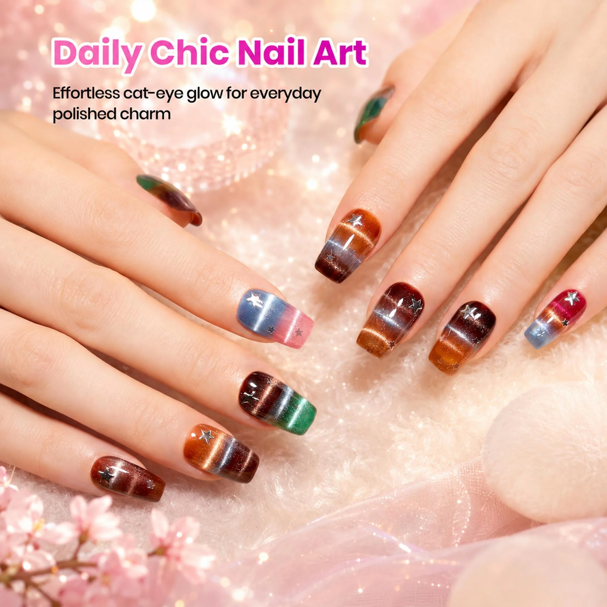 Beetles Timeless Gleam Cat Eye 20 Colors Summer Nails Gel Polish Set Glitter With Magnetic Base Matte Glossy Top Coat - Image 4