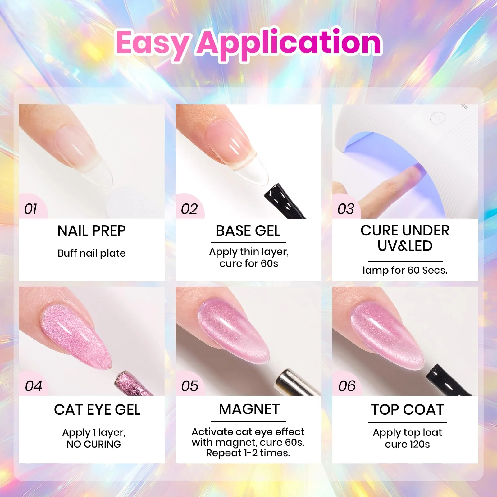Beetles Timeless Gleam Cat Eye 20 Colors Summer Nails Gel Polish Set Glitter With Magnetic Base Matte Glossy Top Coat - Image 8