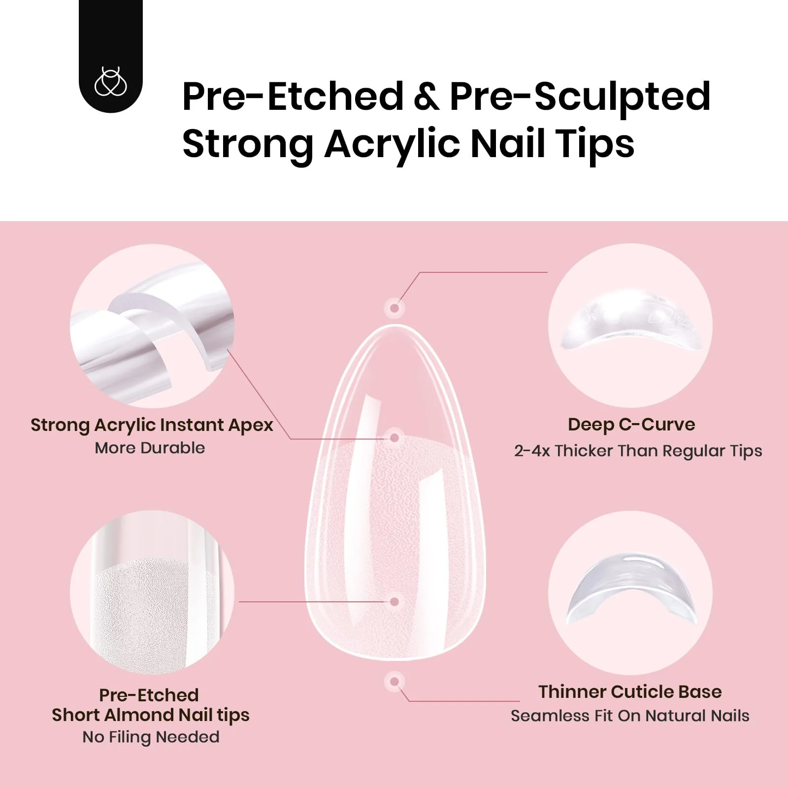 Beetles Tipex Instant Apex Nail Tips - 16 Sizes 192 Pieces Almond Short-Pre-Building - Image 6