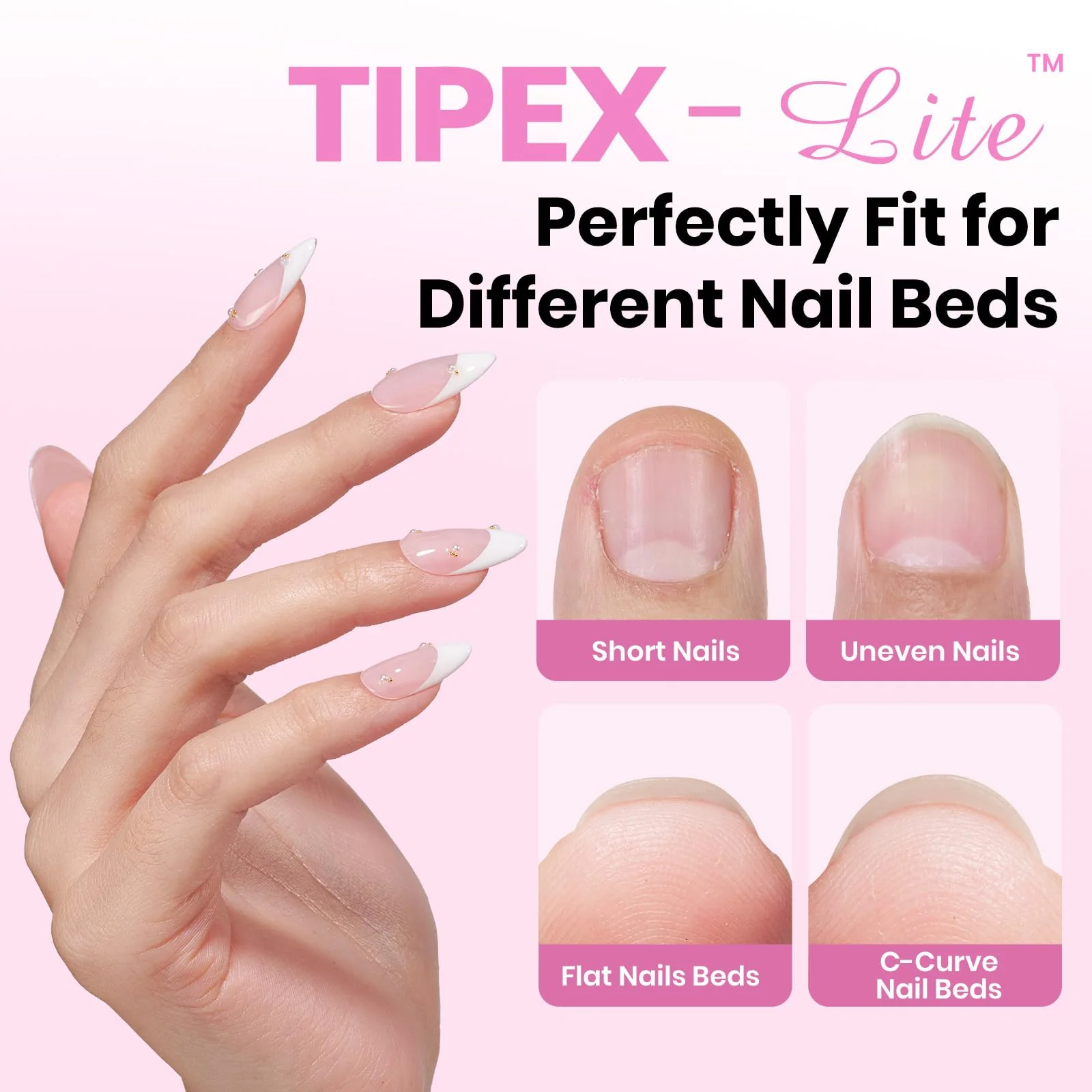 Beetles Tipex Lite Apex Nail Tips - Almond Medium 512pcs 16 Sizes - Image 2