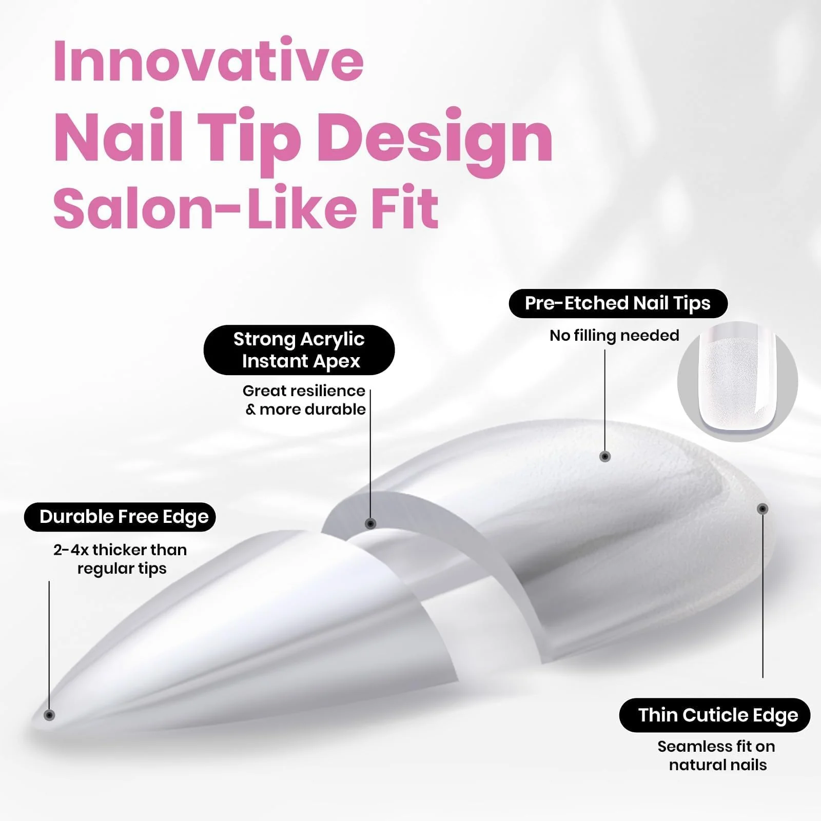 Beetles Tipex Lite Apex Nail Tips - Almond Short 512pcs 16 Sizes - Image 3