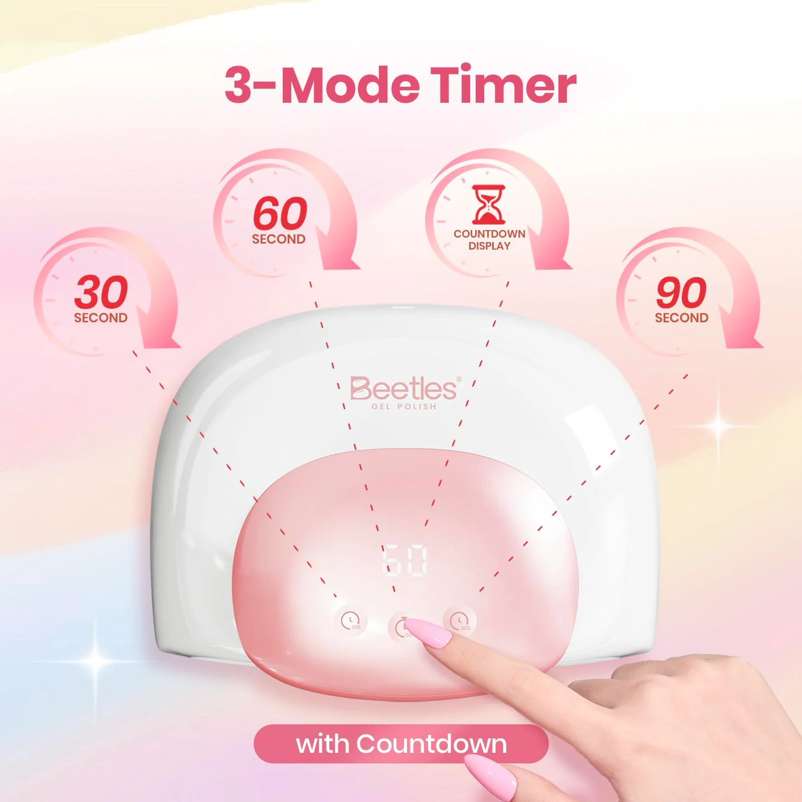 Beetles UV LED Nail Lamp - Candy White Nail Light with 3 Timer 30/60/90s - Image 5