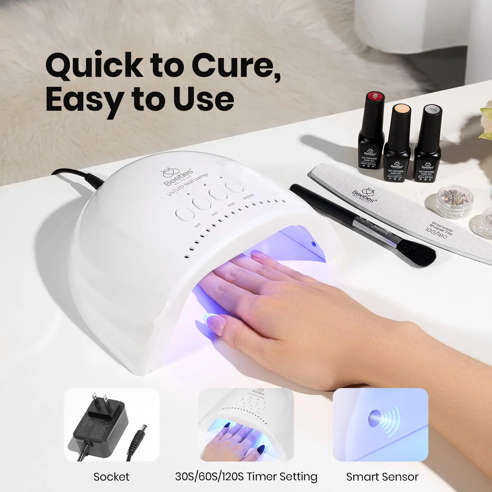 Beetles UV Nail Lamp - LED Nail Lamp with 3 Timer 30/60/120s UV Light - Image 2