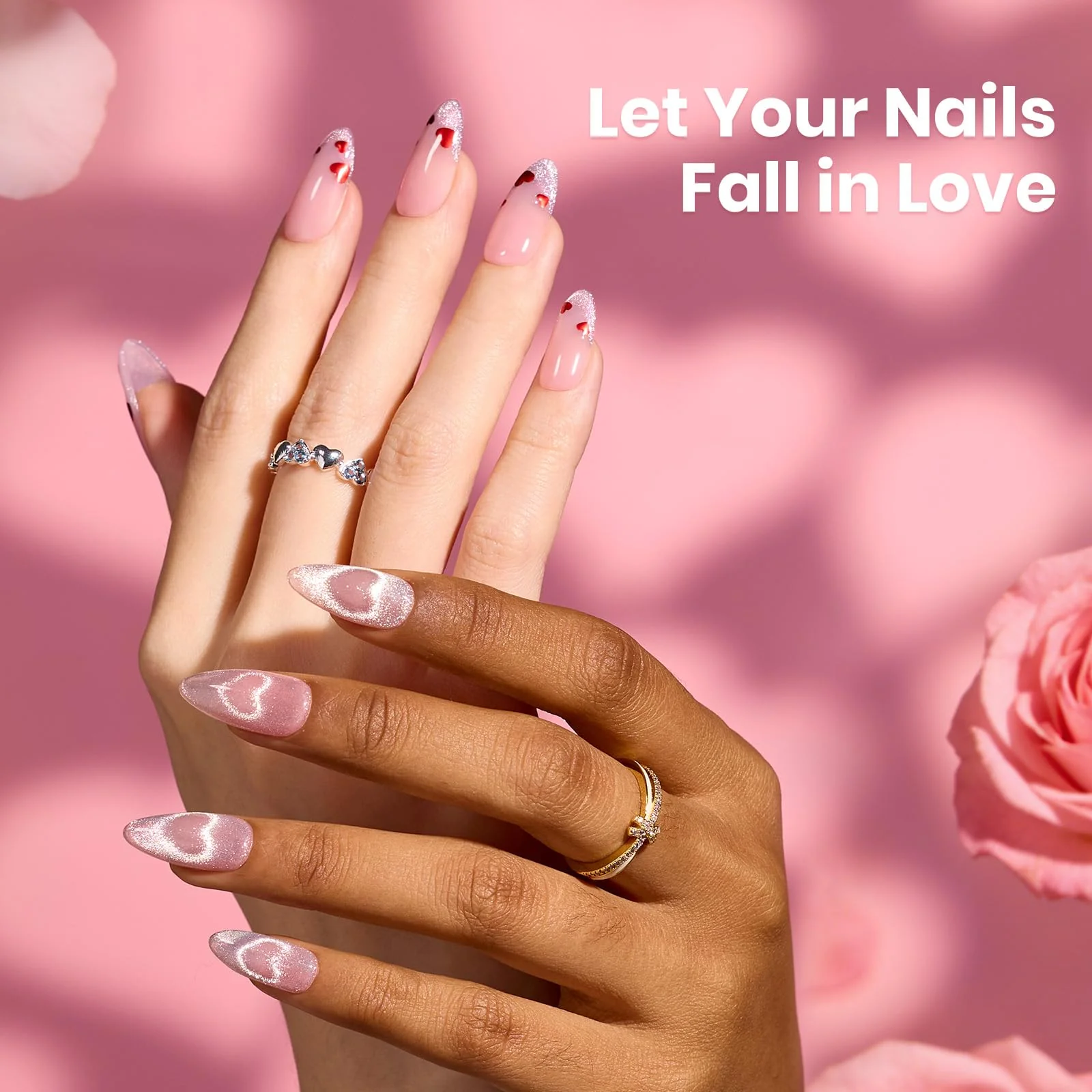 Beetles  Nails: Blush Charm Cat Eye Gel Nail Polish Builder Gel Kit with Mini Nail Lamp - Image 3