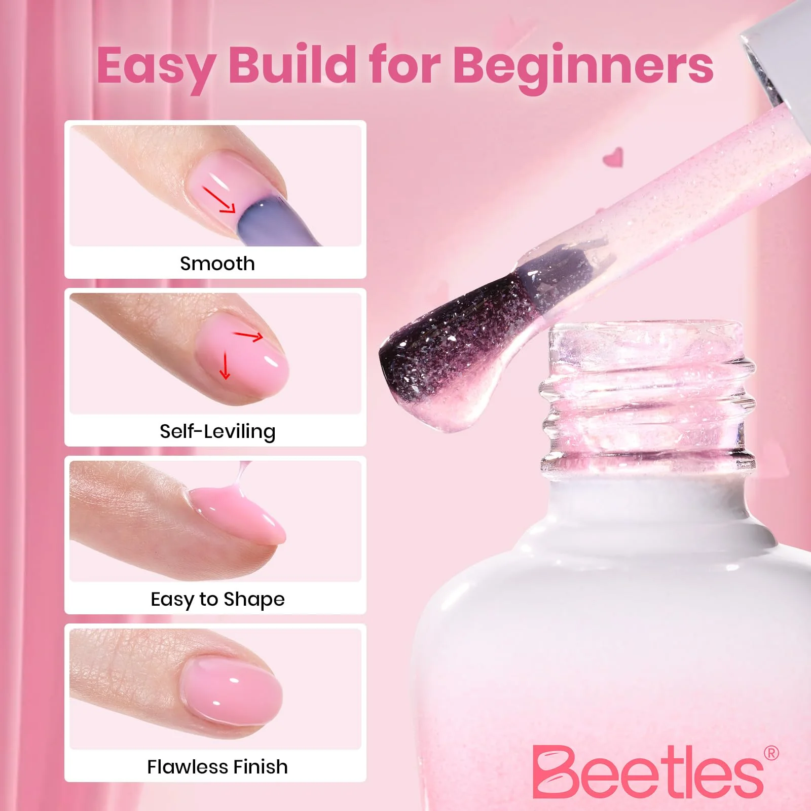 Beetles  Nails: Blush Charm Cat Eye Gel Nail Polish Builder Gel Kit with Mini Nail Lamp - Image 5