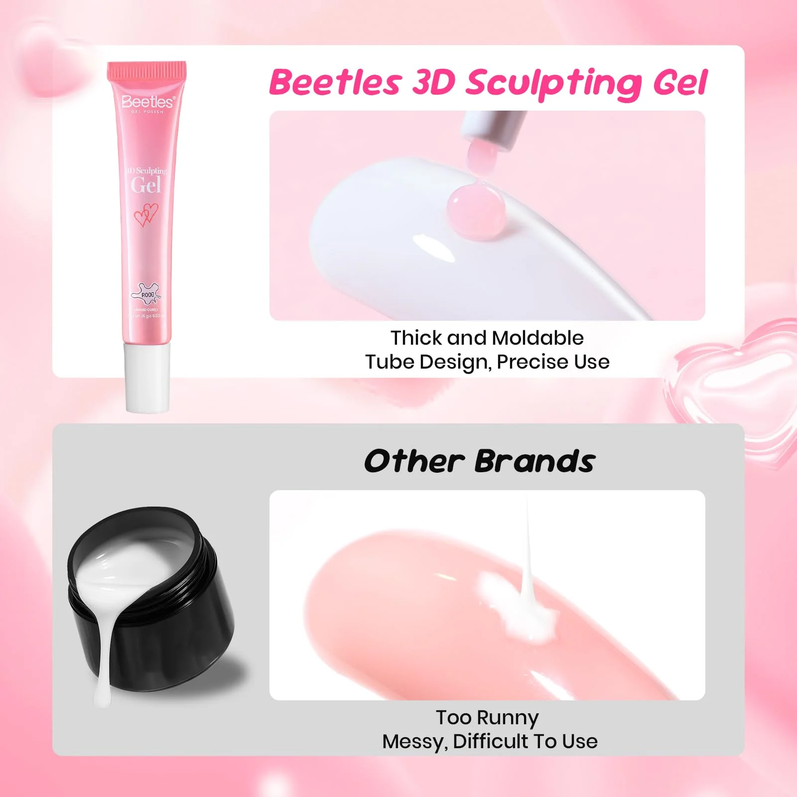 Beetles Nails - Pro 15ml Limited Pink 3D Sculpting Gel - Image 6