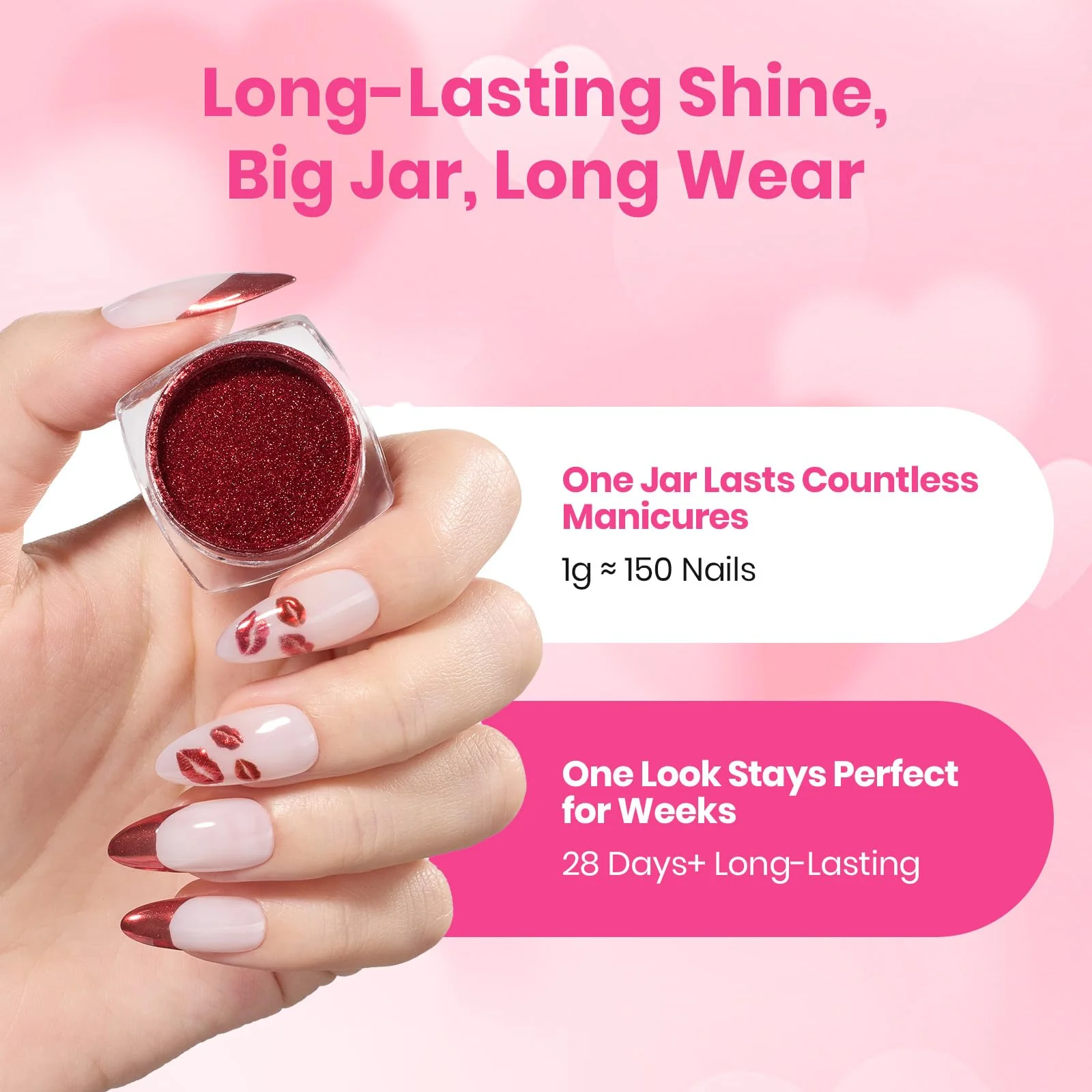 Beetles Valentines Red Chrome Nail Powder Mirror Effect Chrome Powder - Image 7