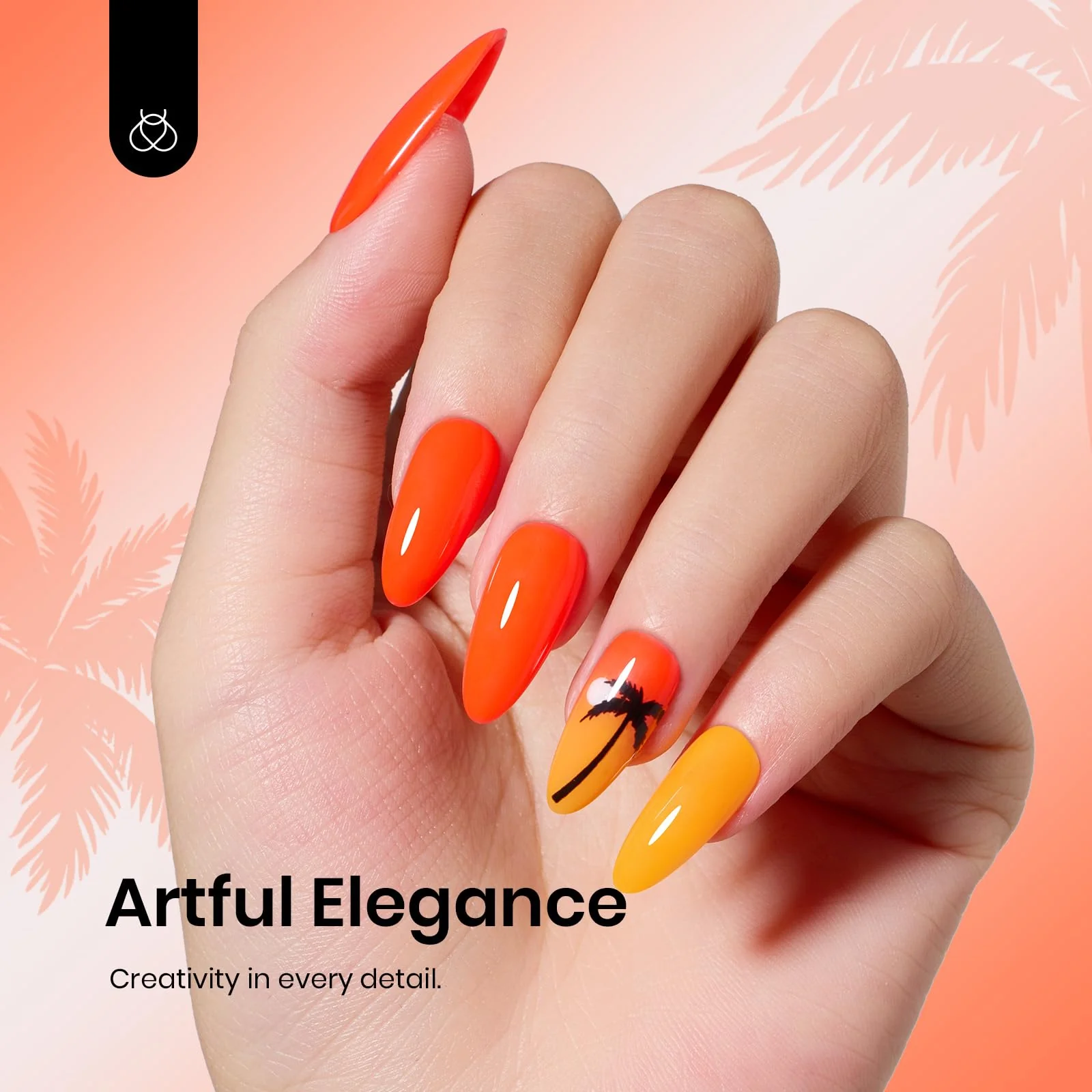 Beetles Neon Orange Gel Polish Sunset Summer Nails Bright Vibrant Color - Image 4