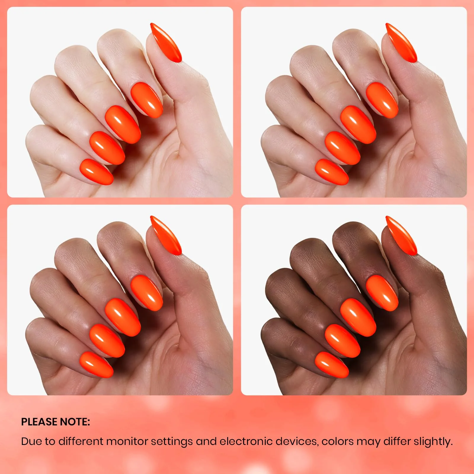 Beetles Neon Orange Gel Polish Sunset Summer Nails Bright Vibrant Color - Image 5