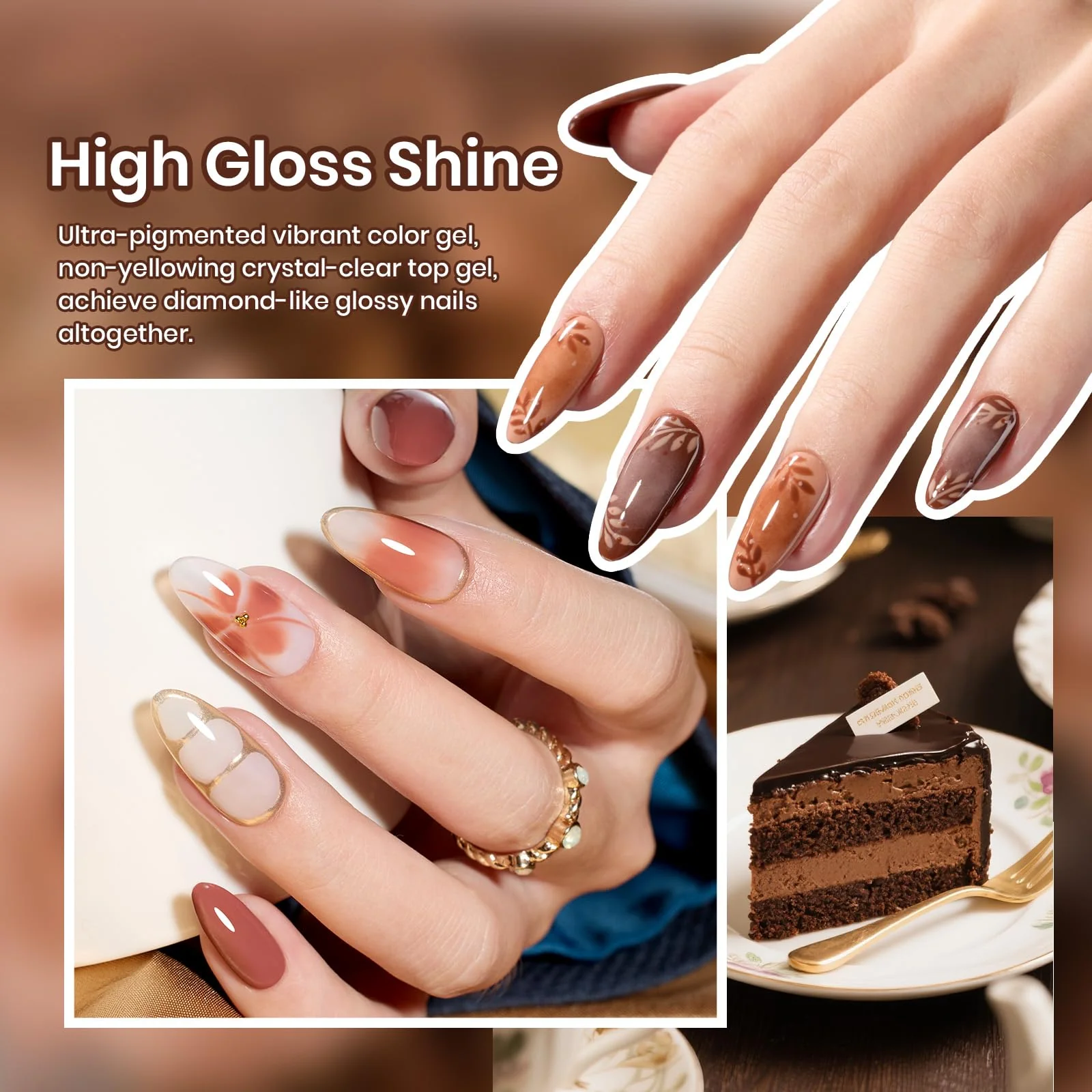 Brownie Bliss - 6 Colors Gel Nail Polish Set - Image 4