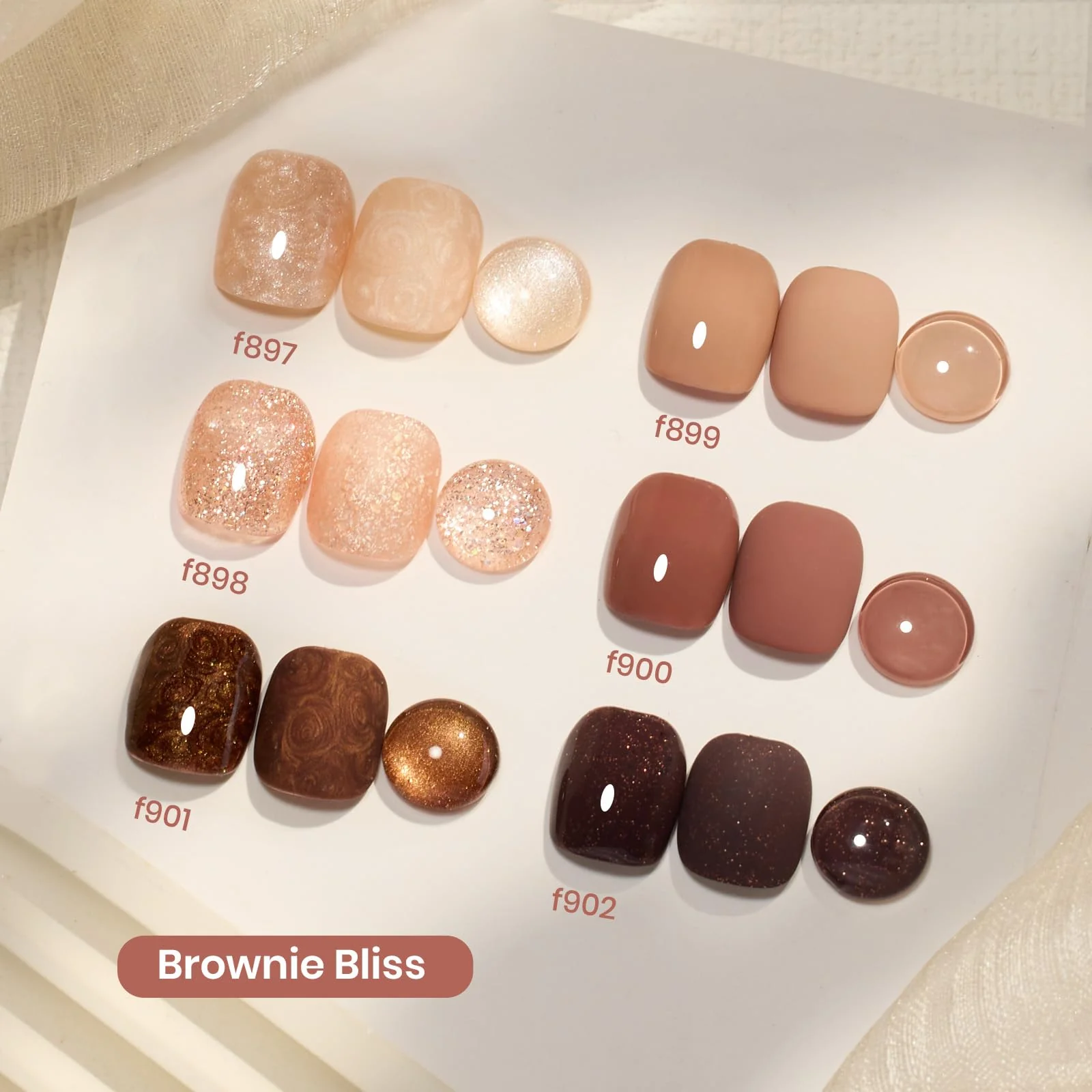Brownie Bliss - 6 Colors Gel Nail Polish Set - Image 8
