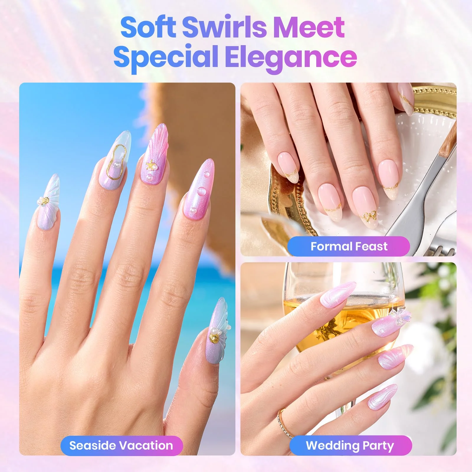 Beetles Shell Thread Gel Nail Polish Set - Stay Shining Pearly Swirl Shade Set - Image 6