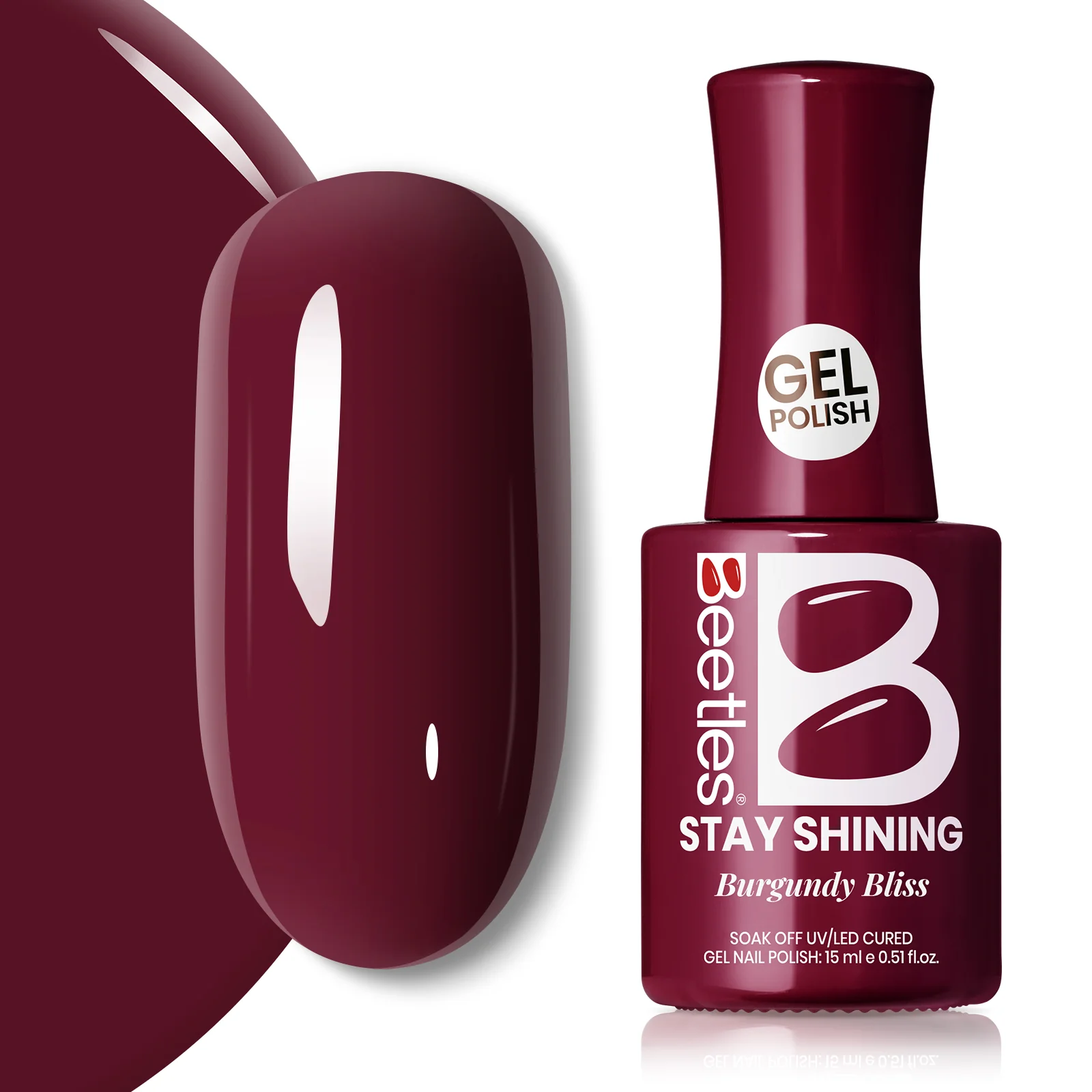 Beetles Stay Shining Gel Polish Burgundy Bliss - 15ml of Rich Escape