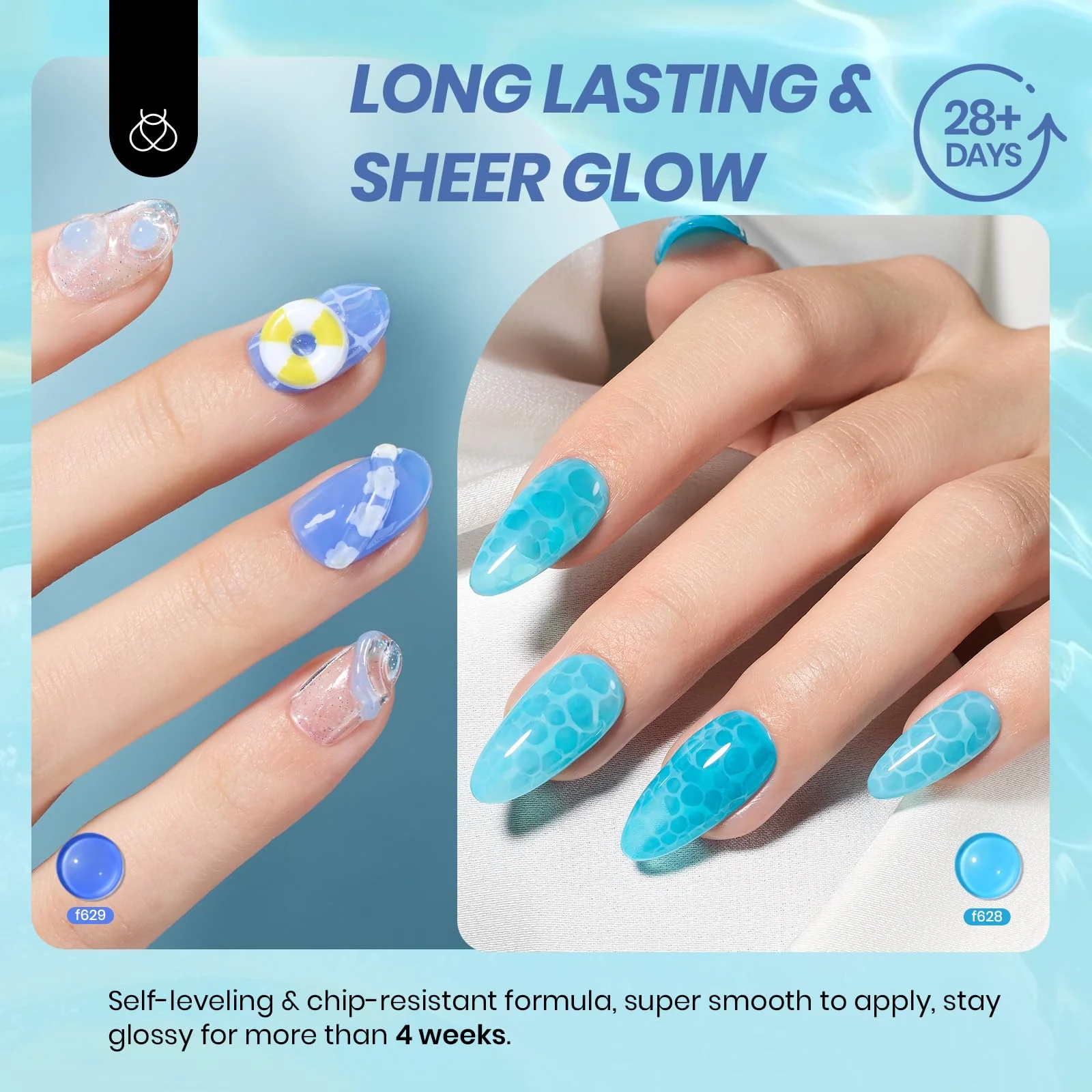 Bubble Splash - 6 Colors Nails  Blue Jelly Gel Polish Summer Nails Set - Image 4