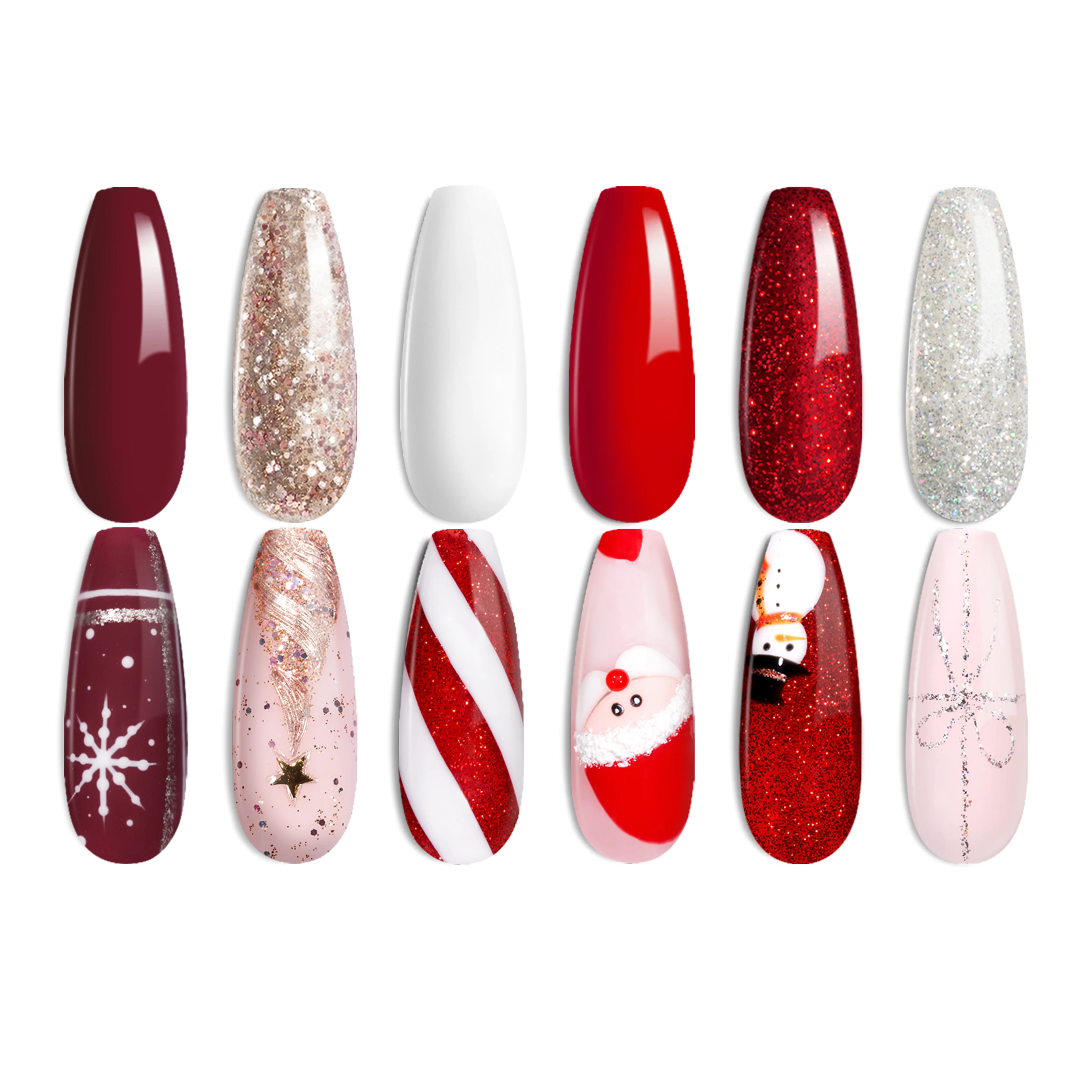 Candy Cane Red White Glitter Christmas Nails