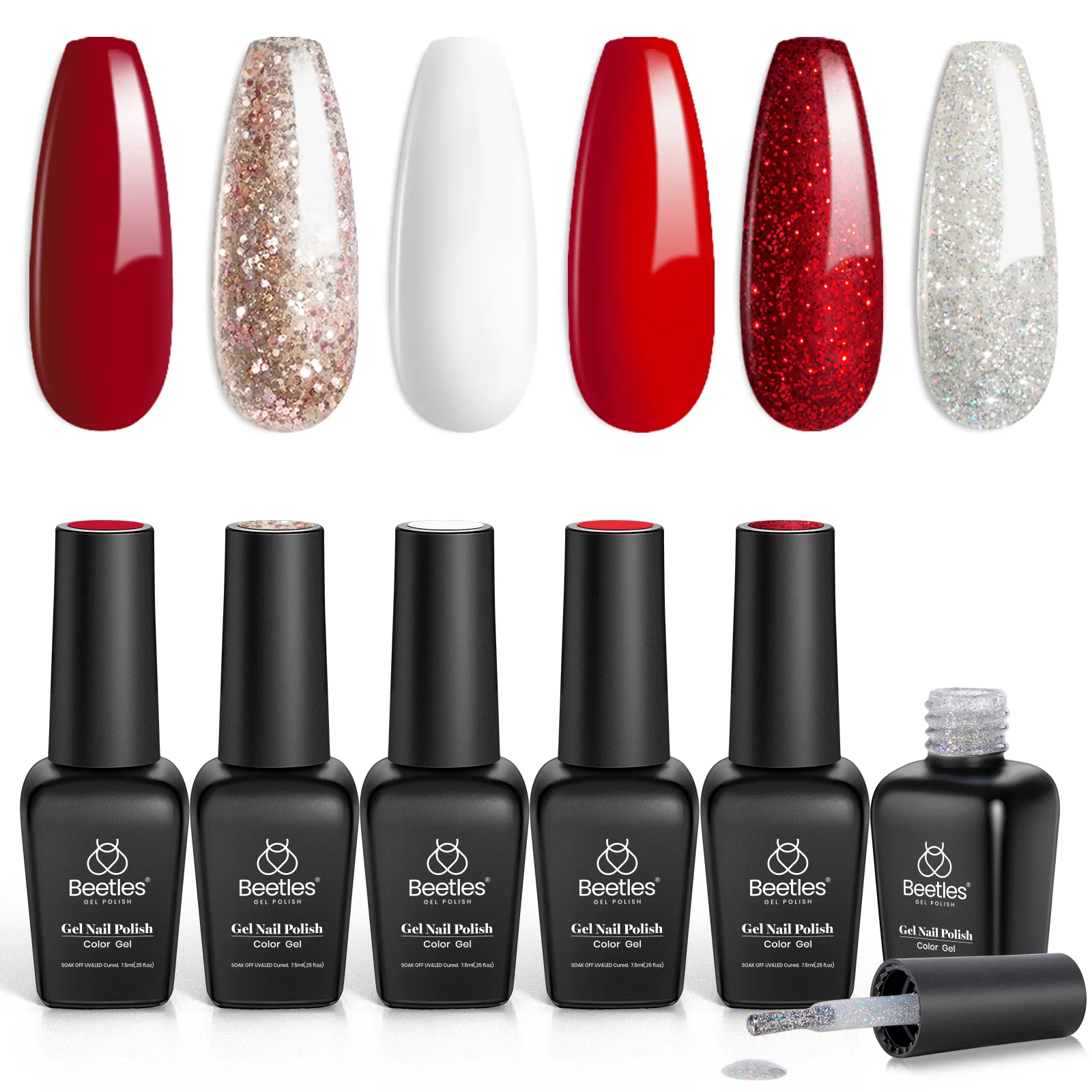 Candy Cane Red White Glitter Christmas Nails - Image 10