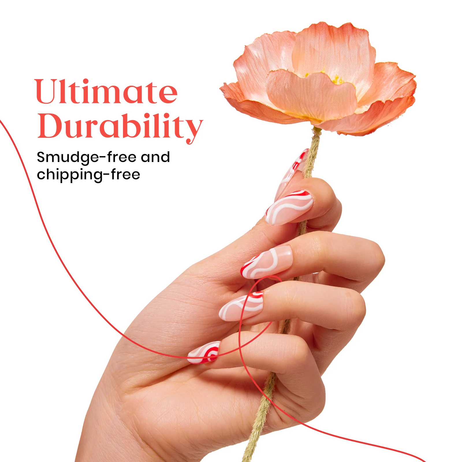 Candy Cane Red White Glitter Christmas Nails - Image 9
