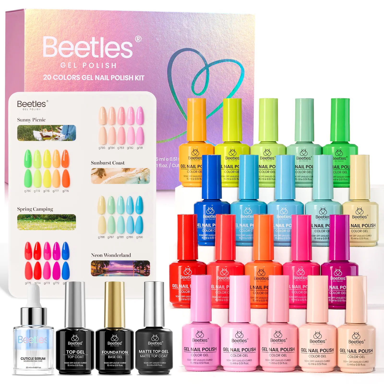 Candy Electric Collection 20 Colors Summer Nails Neon Gel Polish Set 15ML - Image 2
