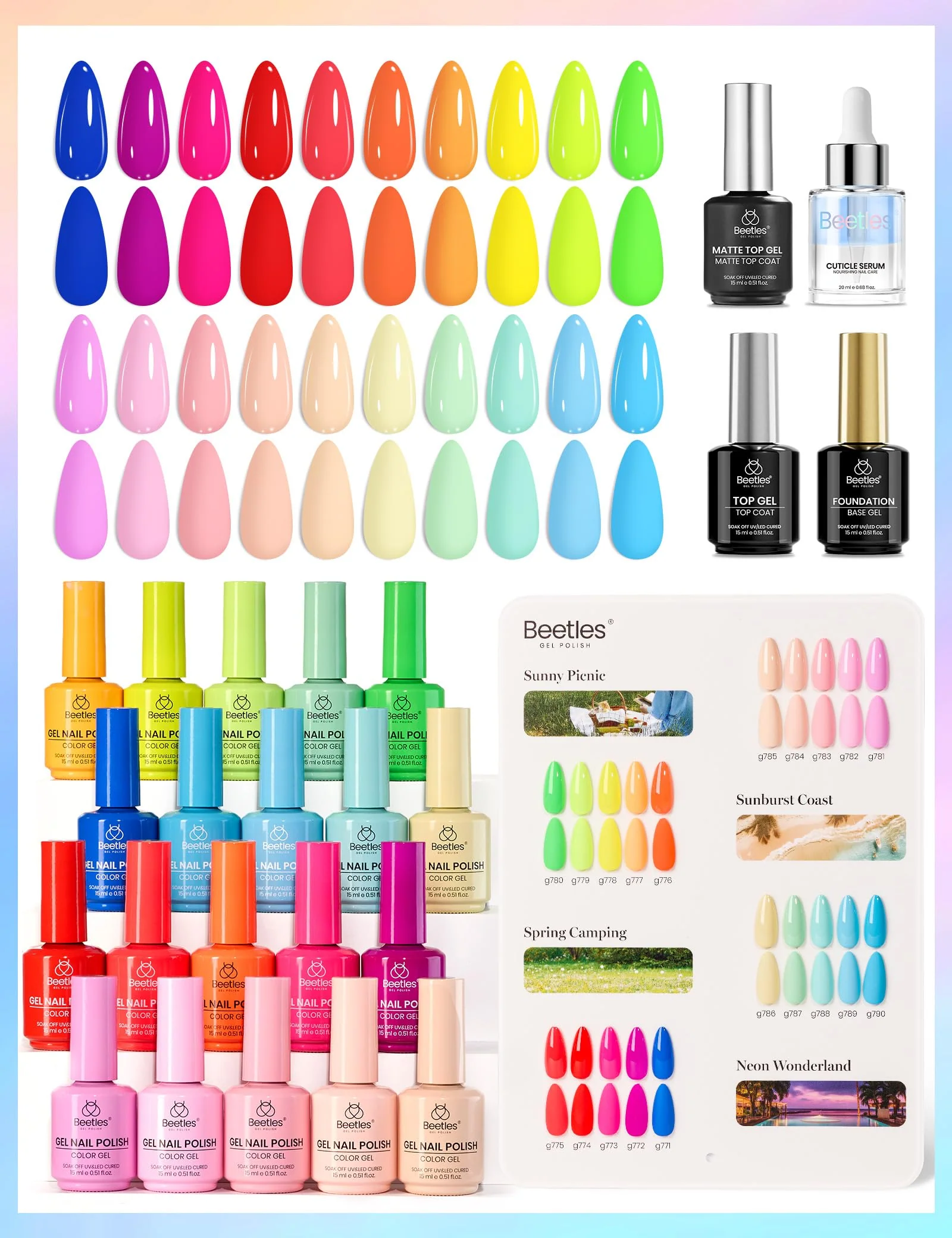 Candy Electric Collection 20 Colors Summer Nails Neon Gel Polish Set 15ML - Image 9