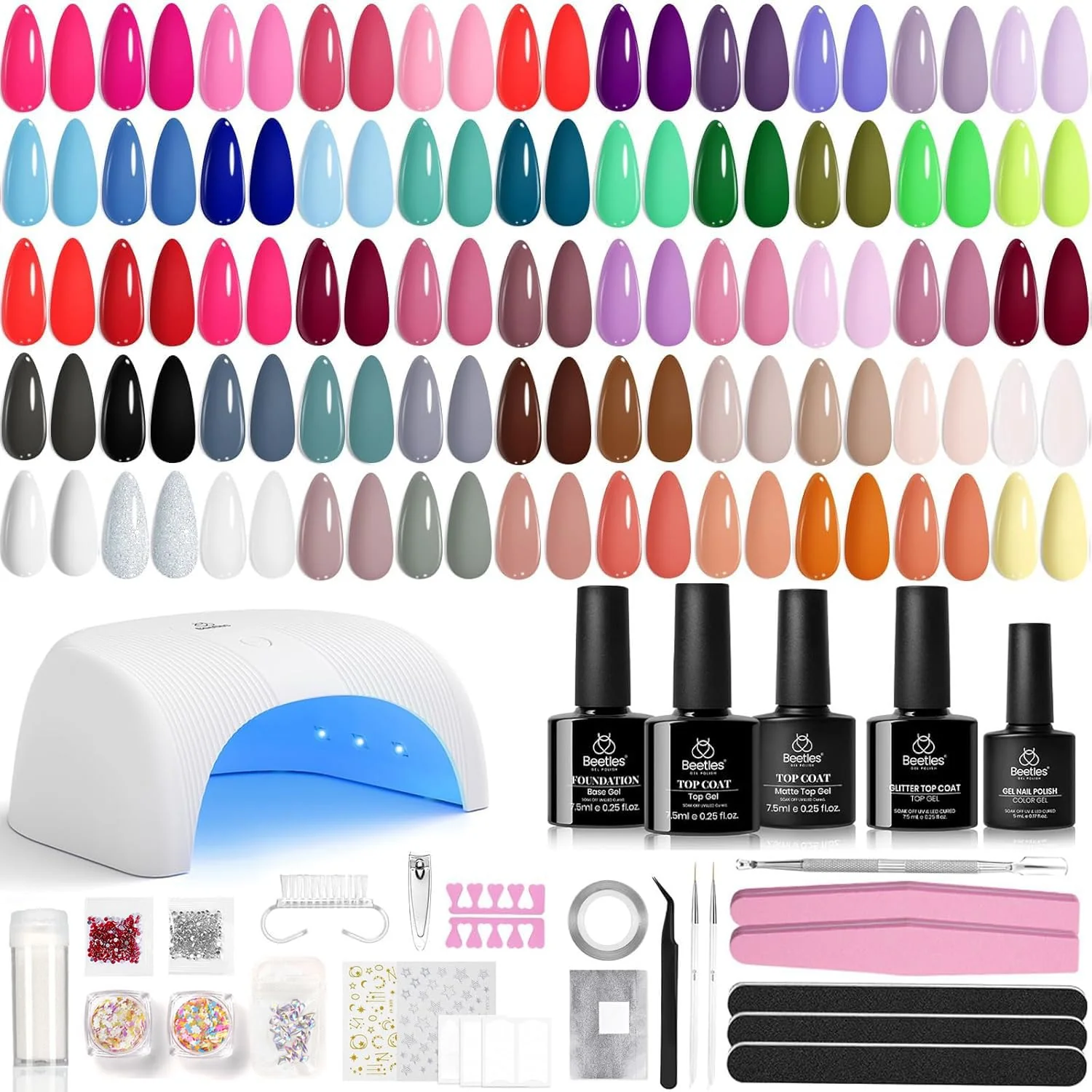 Color Enchantment Pro All in one Starter Kit Summer Nails 55 Colors Gel Nail Polish Kit(total 81pcs) - Image 9