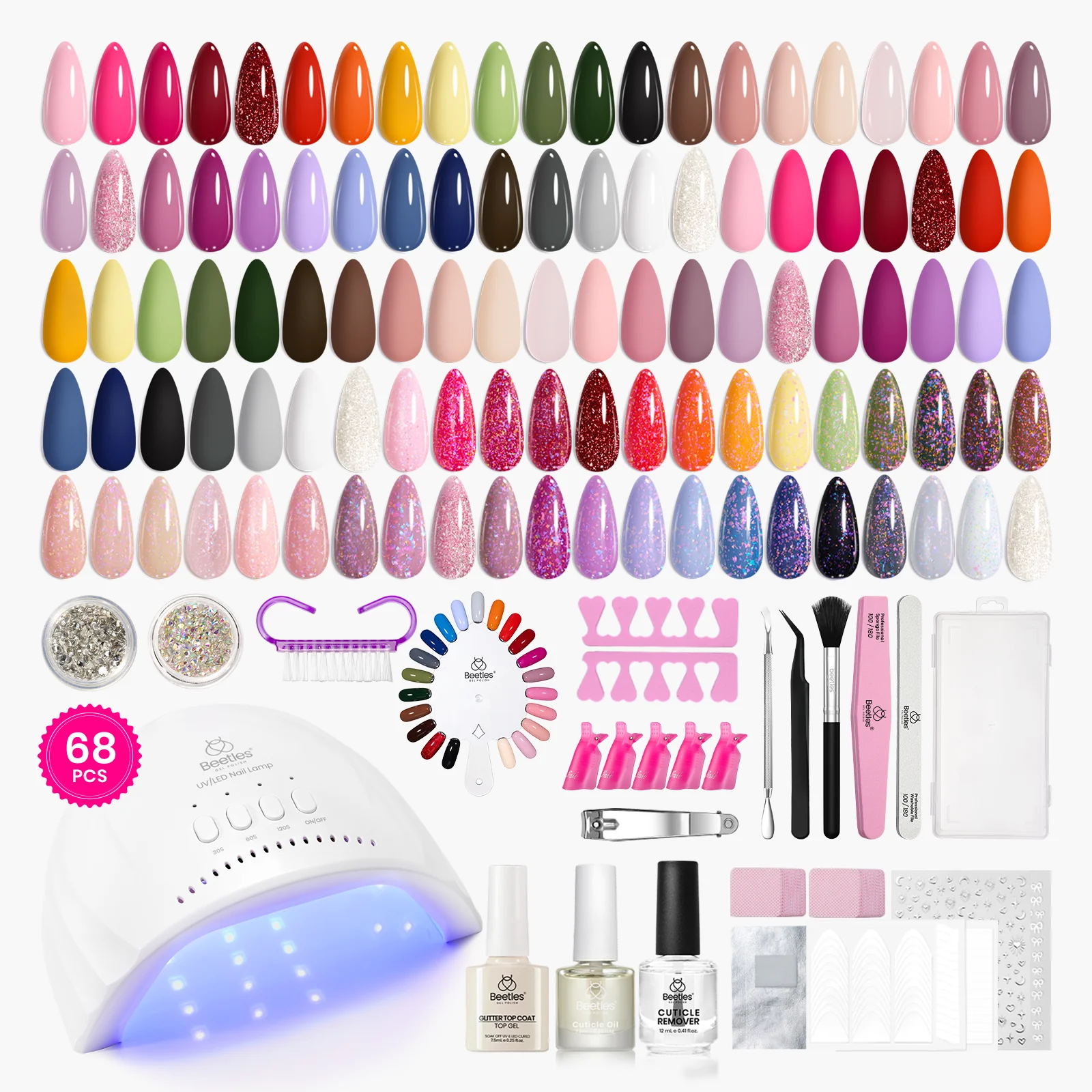 Beetles Gel Nail Starter Kit Outfit Glitter Red Classic Blue Manicure 35 Colors Summer Nails All-in-One Mani Kit