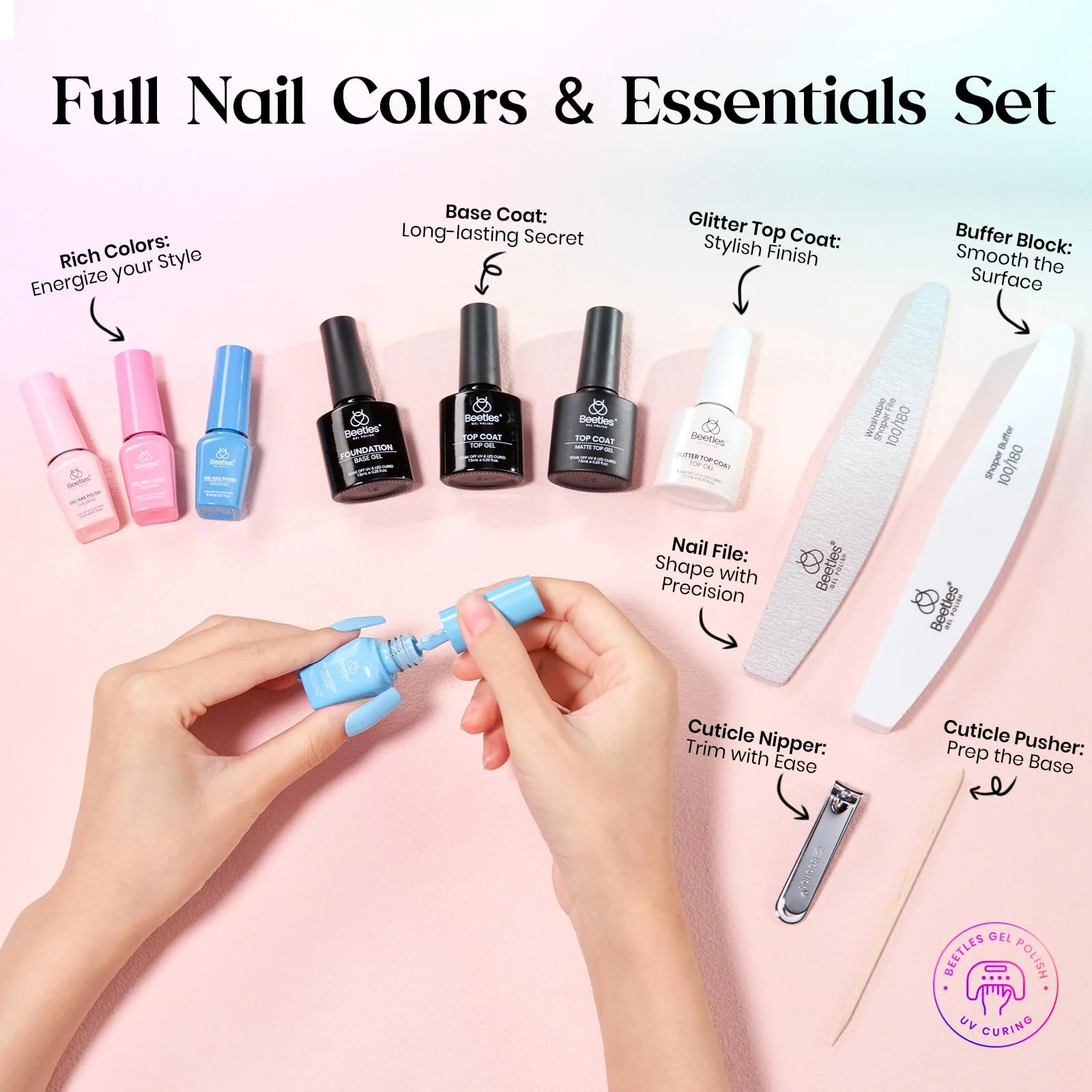 Beetles Gel Nail Starter Kit Color Sonata 36 Color All-Season All-in-One Mani Kit - Image 5