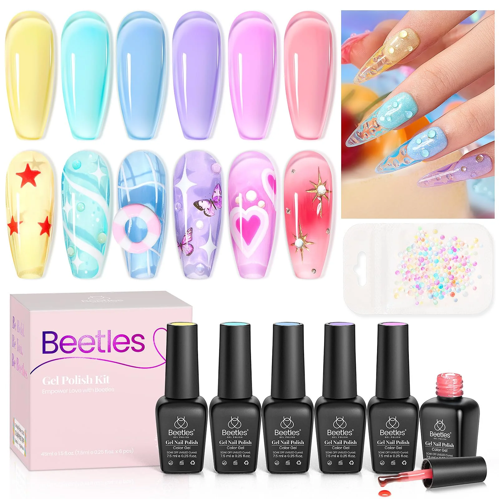 Crystal Candy | Beetles Pastel  6 Colors Jelly Gel Polish Set Summer Nails - Image 7