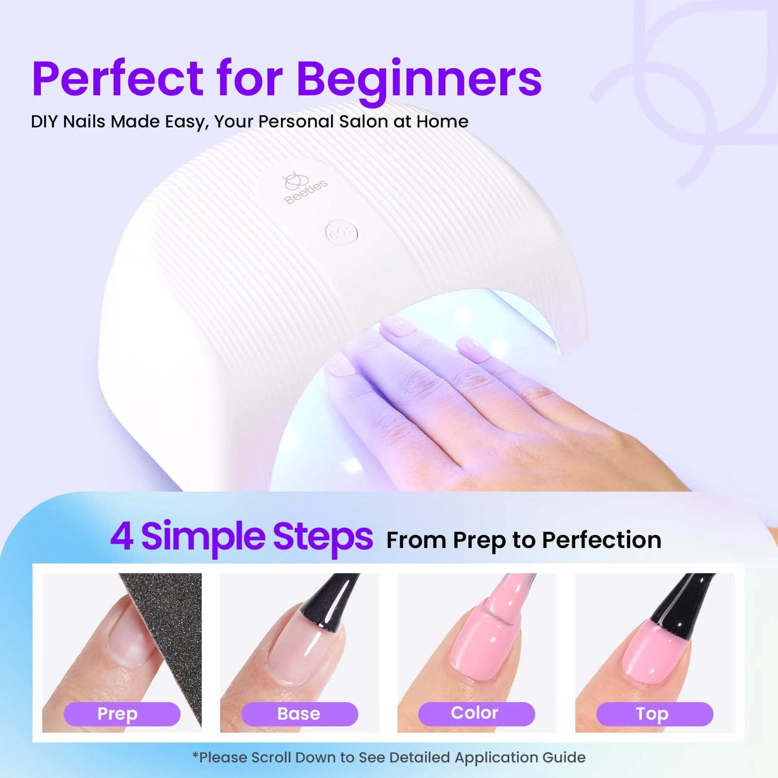 Beetles Gel Nail Starter Kit Dreamscape PRO 20 Colors With UV Light 34pcs All-in-One Mani Set - Image 4
