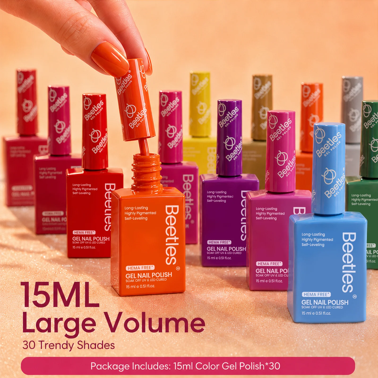 (Each 15ml) Citrus Garden - Beetles 30 Colors HEMA Free Summer Nails Gel Polish Set - Image 3