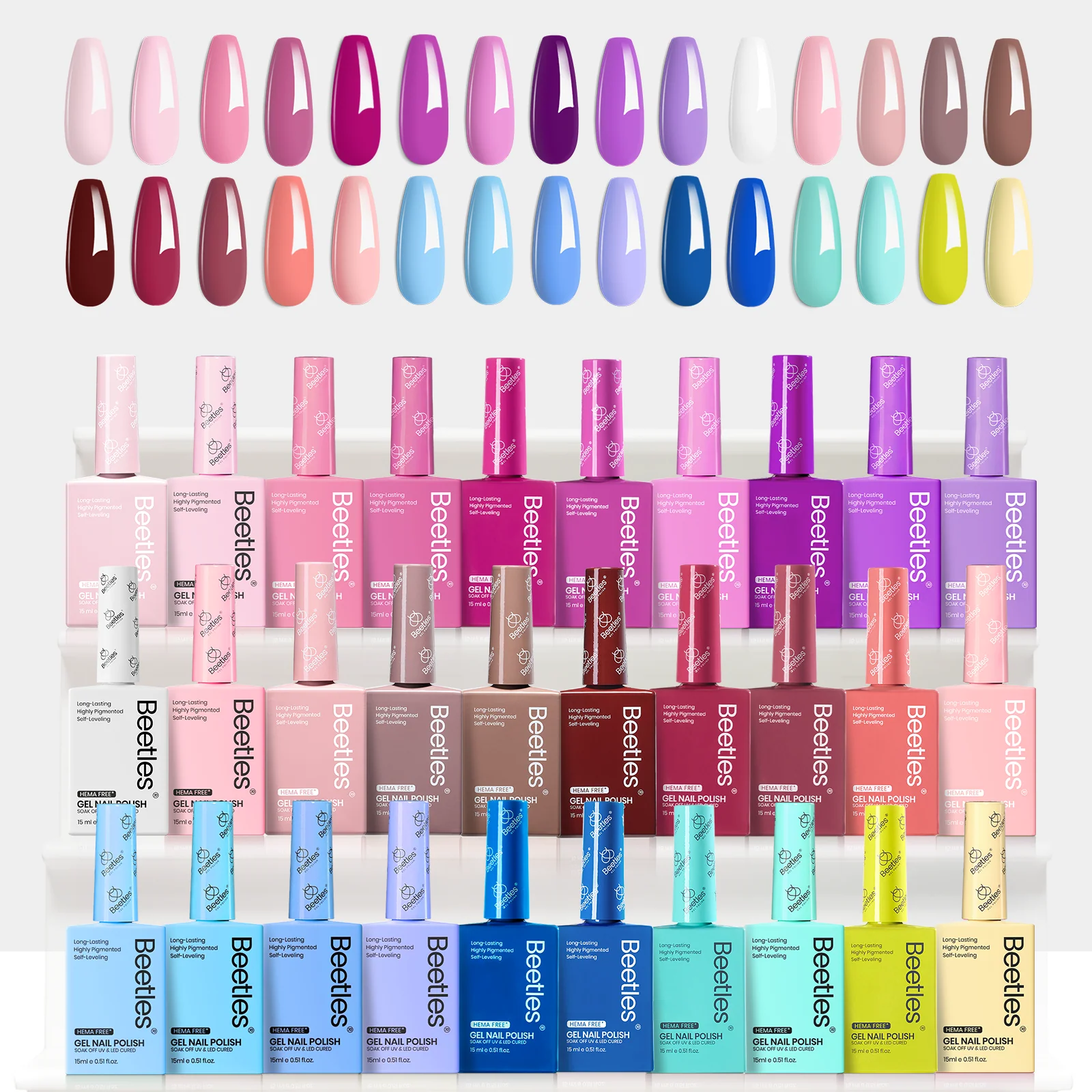 (Each 15ml) Petal Whisper - Beetles 30 Colors HEMA Free Summer Nails Gel Polish Set - Image 5