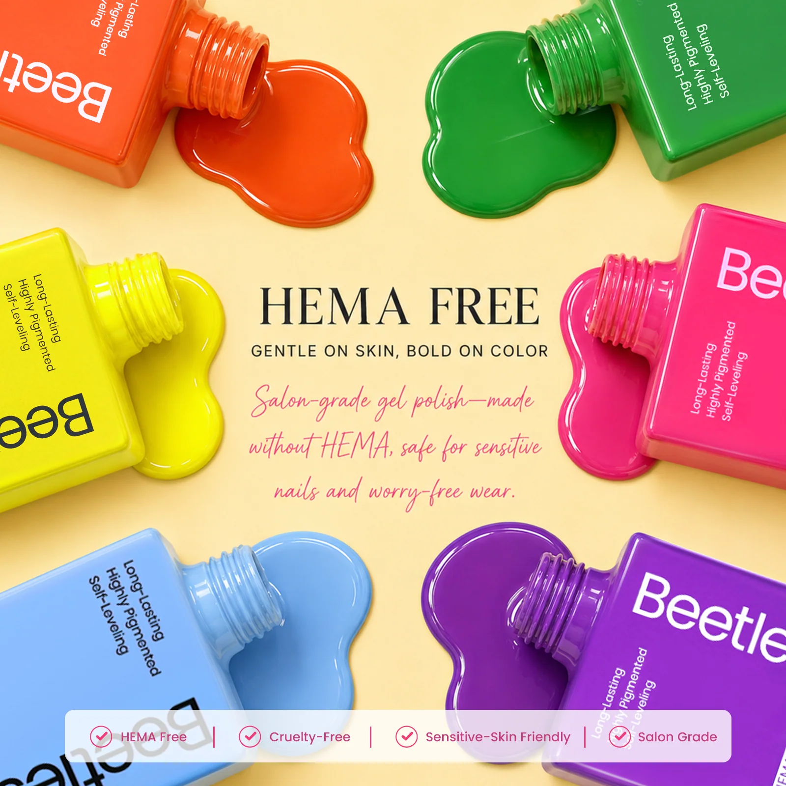 (Each 15ml) Summer Splash- Beetles 30 Colors HEMA Free Gel Polish Set Summer Nails - Image 2