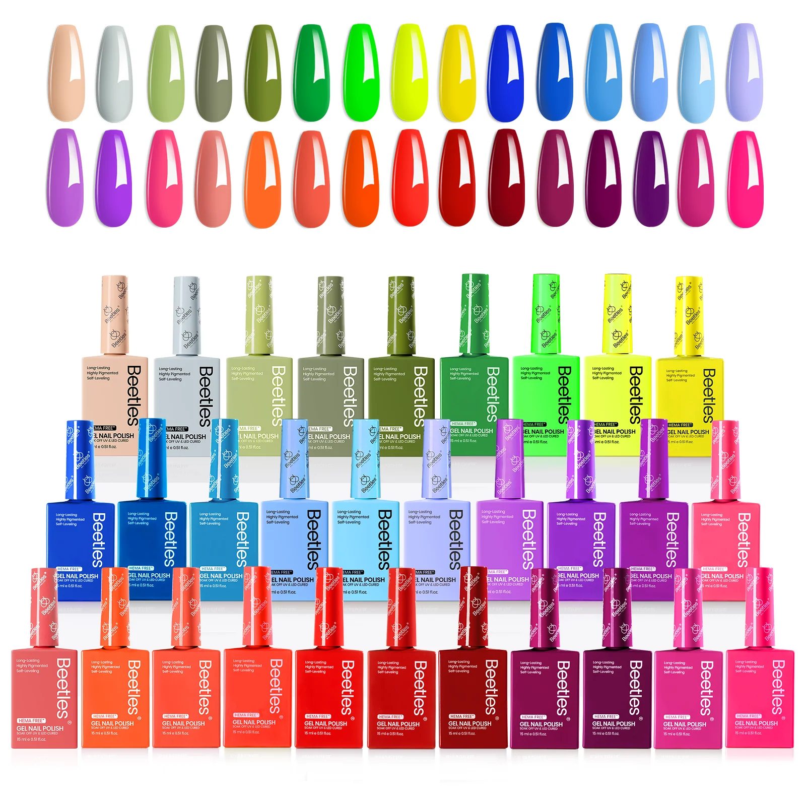 (Each 15ml) Summer Splash- Beetles 30 Colors HEMA Free Gel Polish Set Summer Nails - Image 5